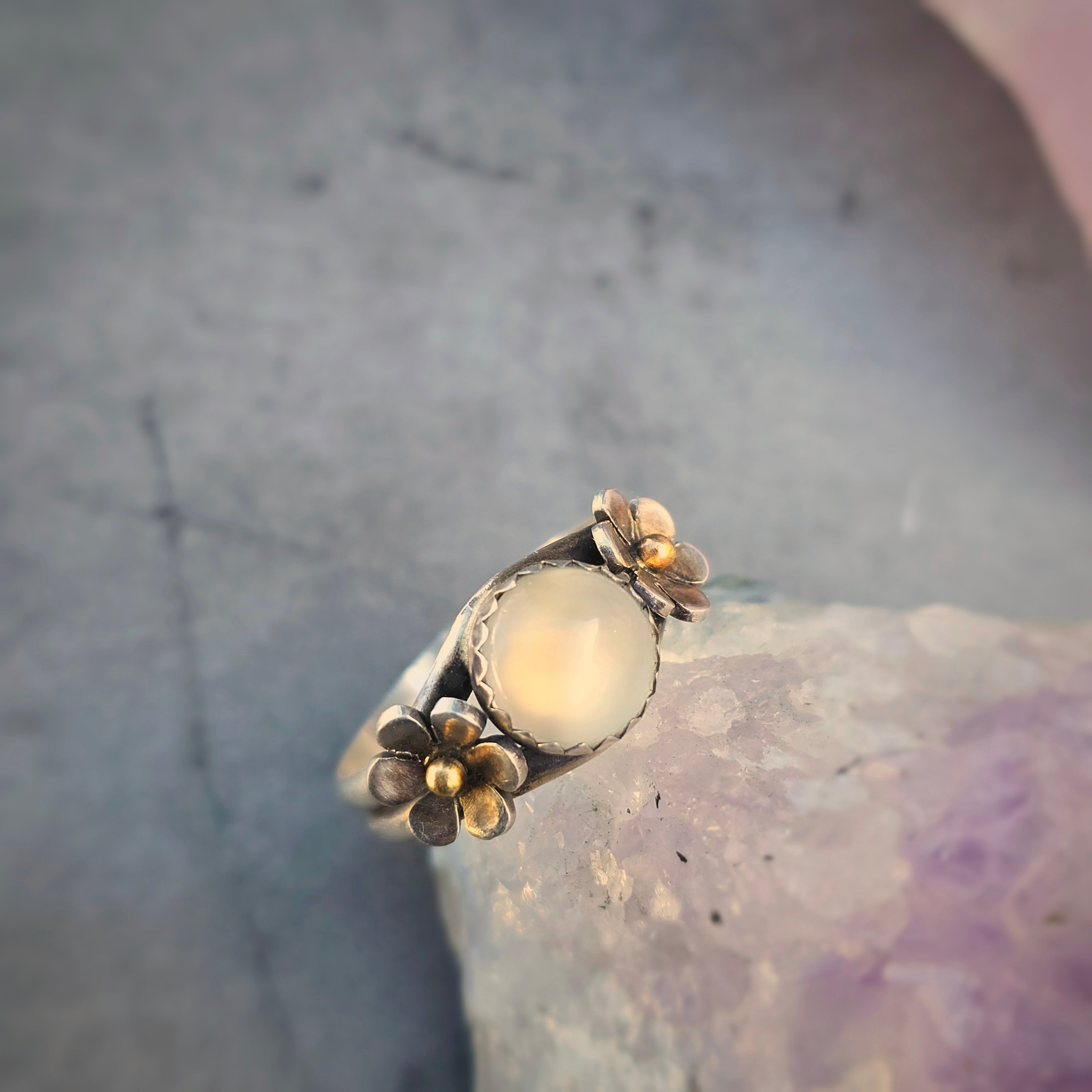 Floral Ring with Moonstone