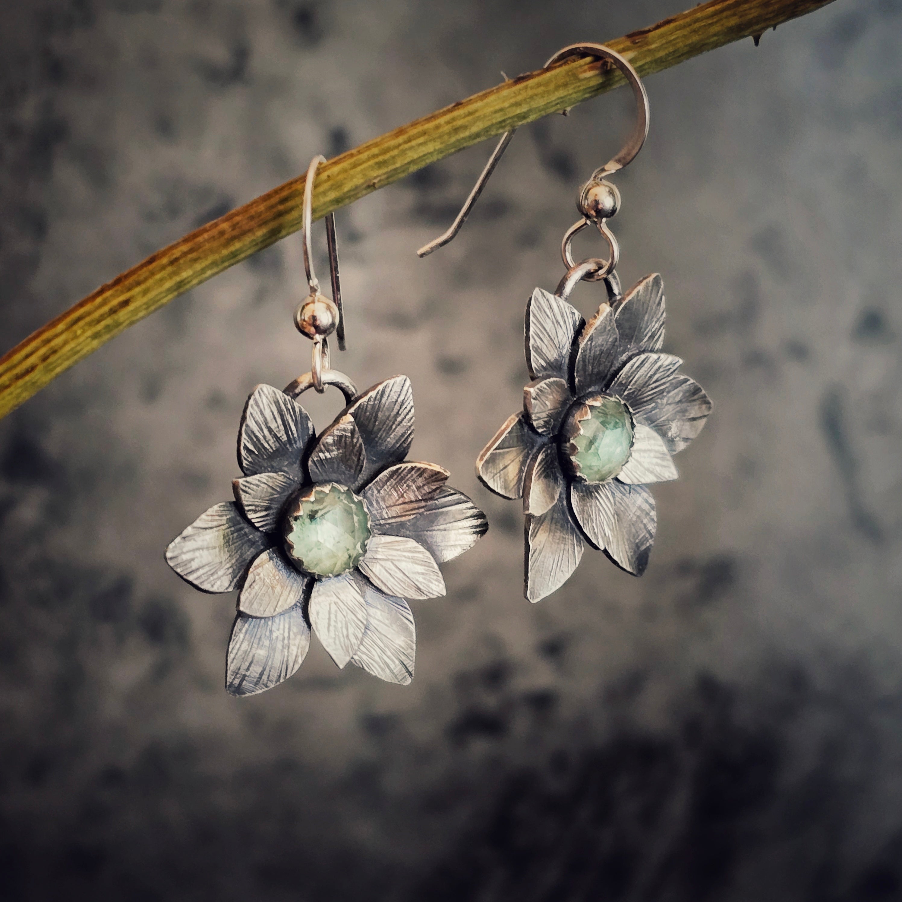 Mint Kyanite Lotus Earrings