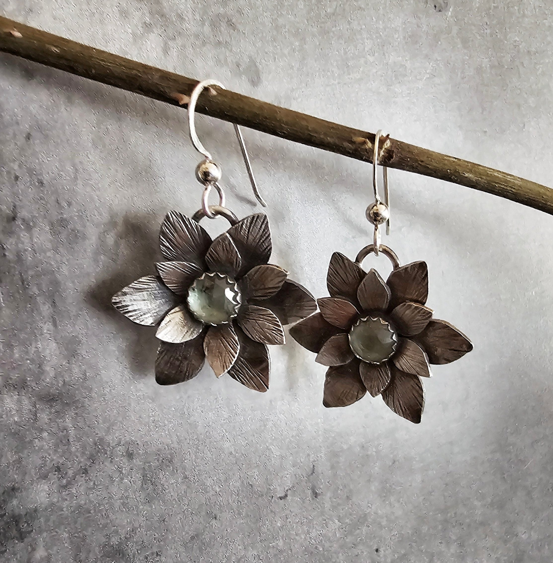 Mint Kyanite Lotus Earrings