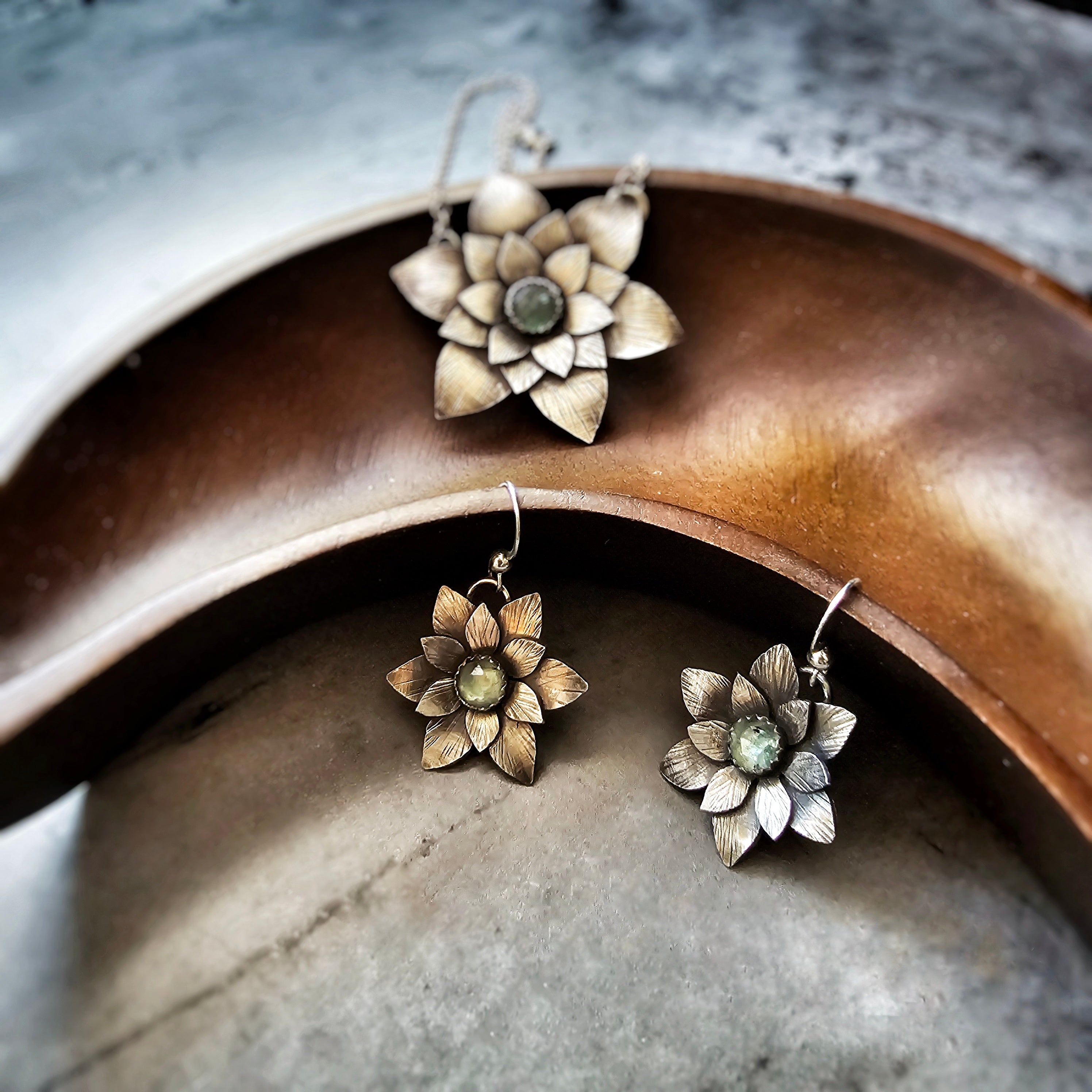 Mint Kyanite Lotus Earrings