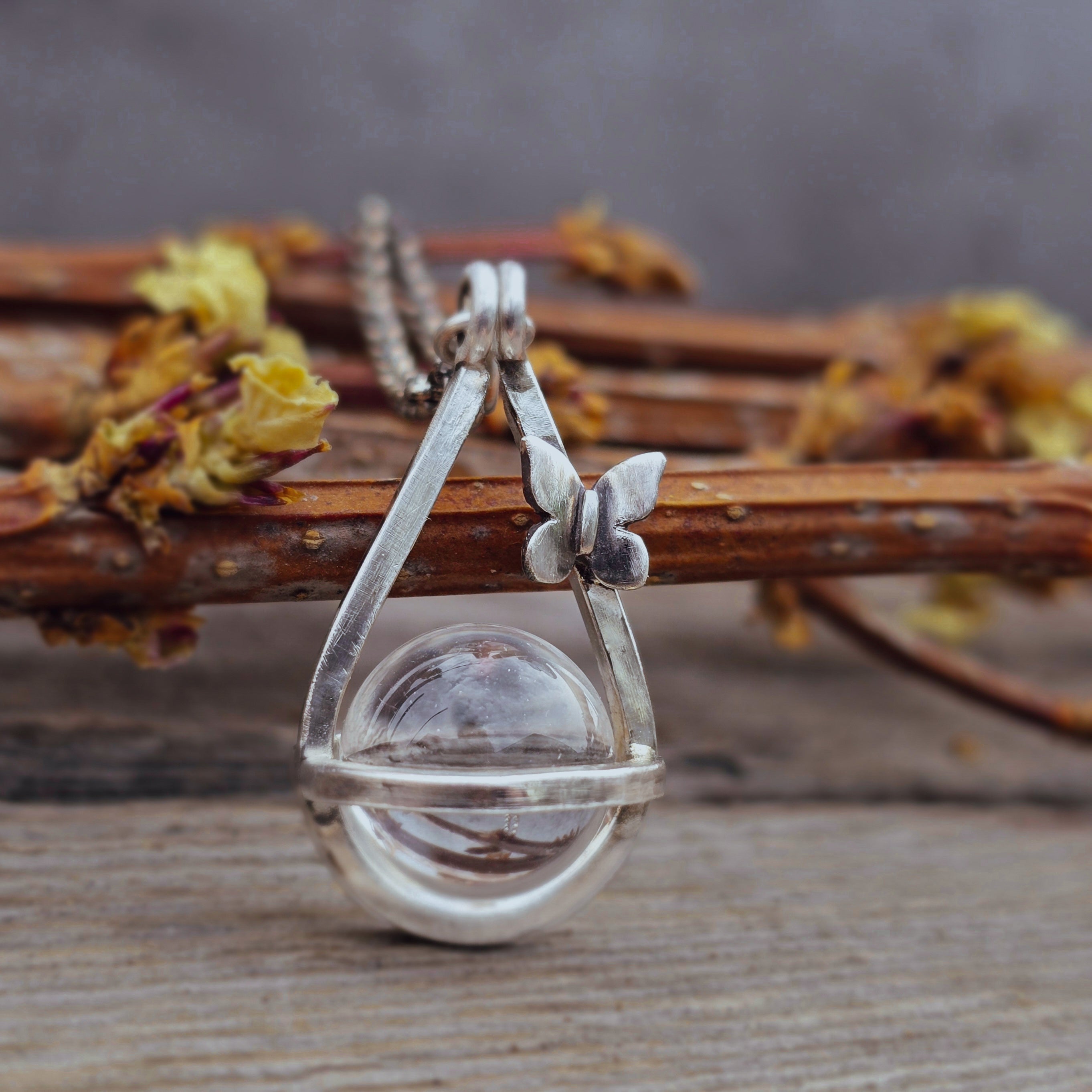 Sterling Silver Crystal Sphere Pendant Necklaces