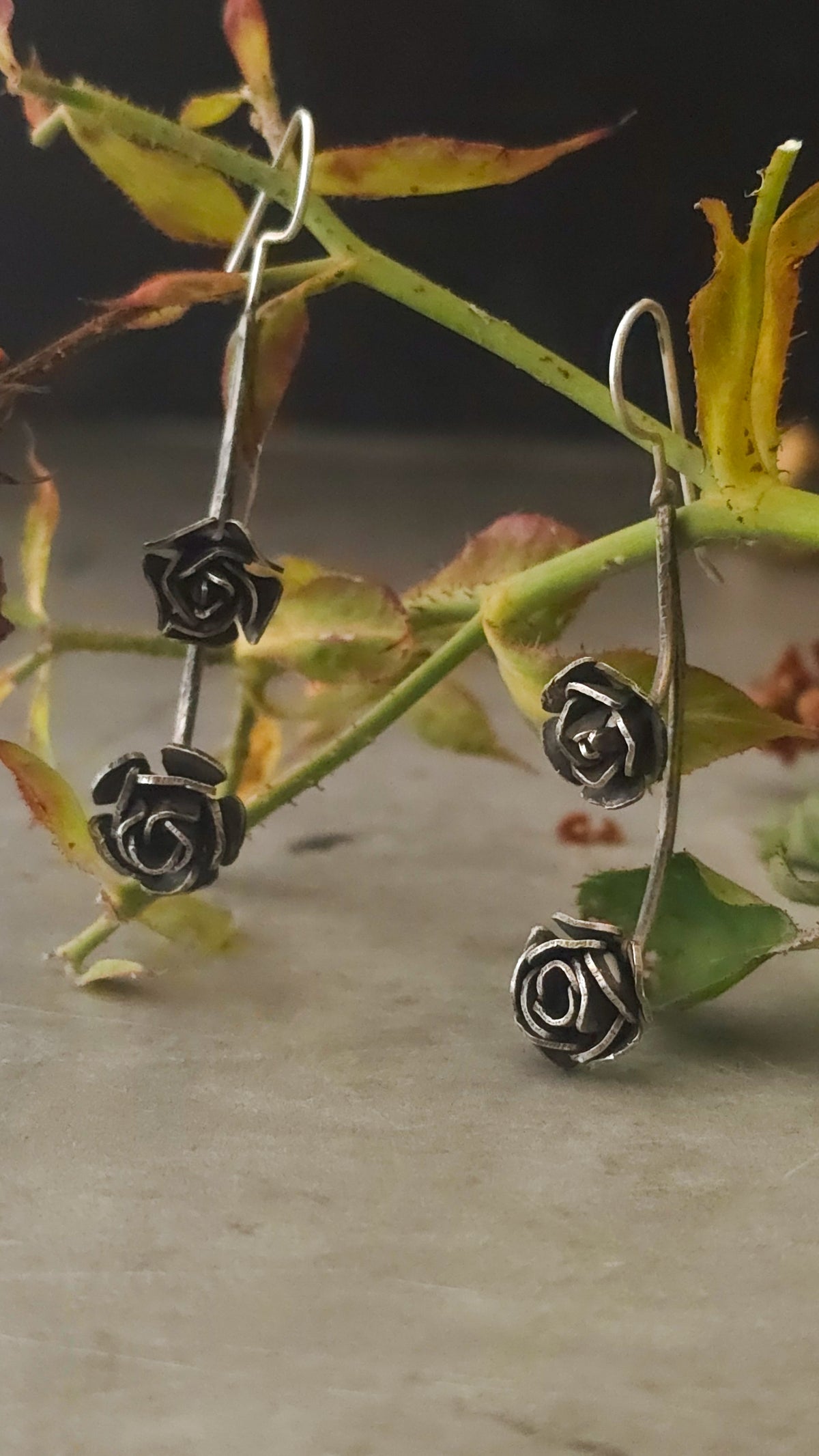 Wild Rose Earrings | Handmade Sterling Silver Rose Earrings