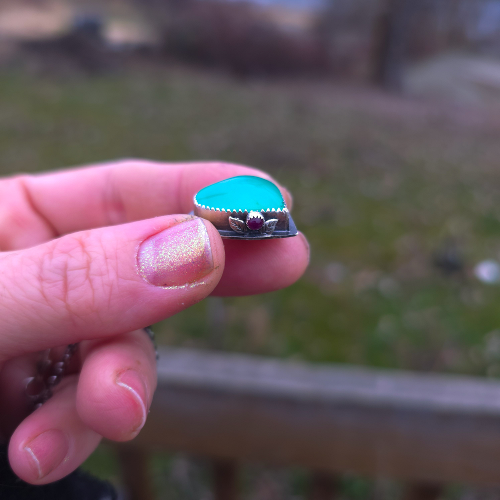 Chrysoprase Heart and Ruby Necklace OOAK