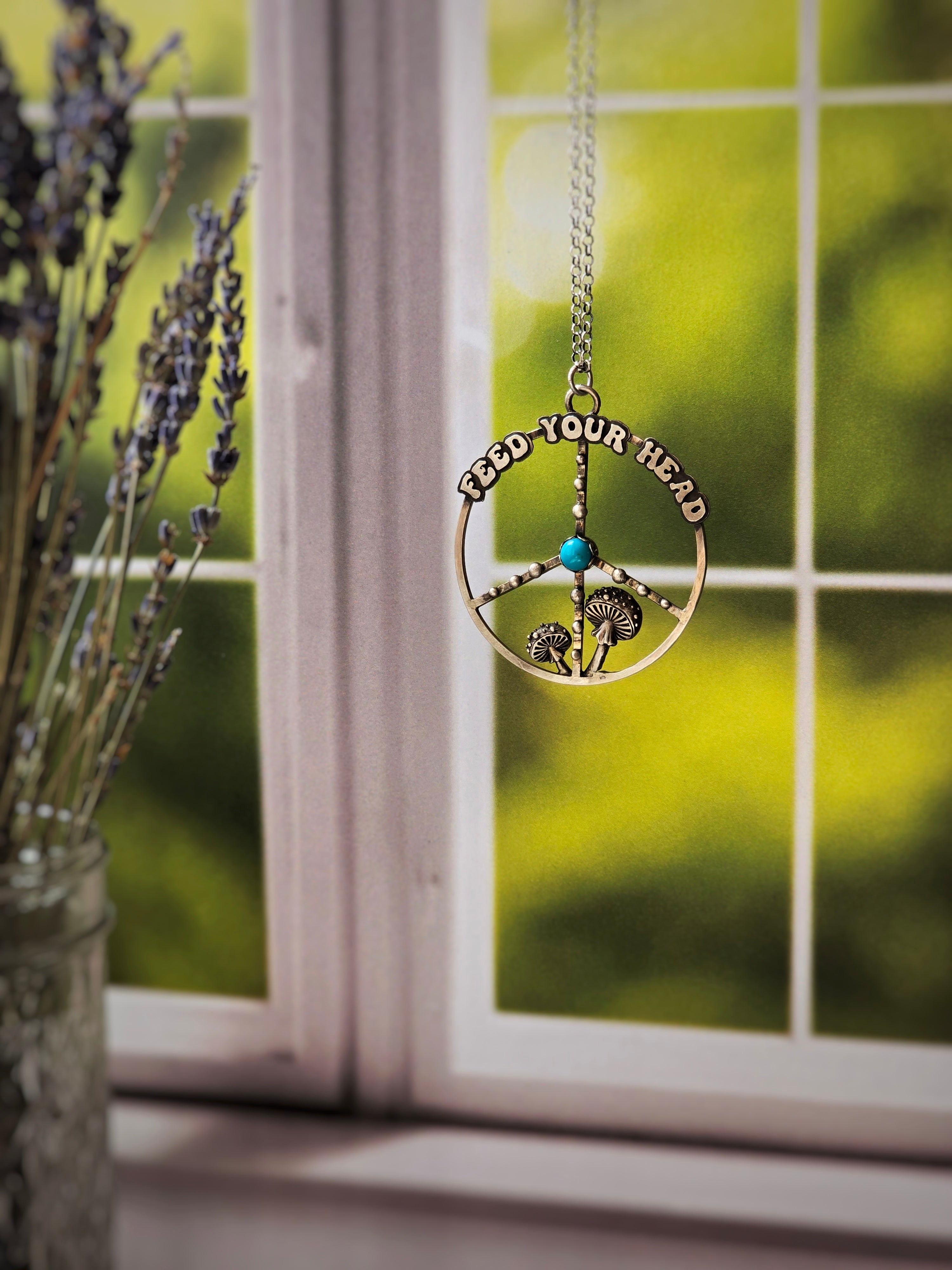 Feed Your Head Peace Sign Pendant