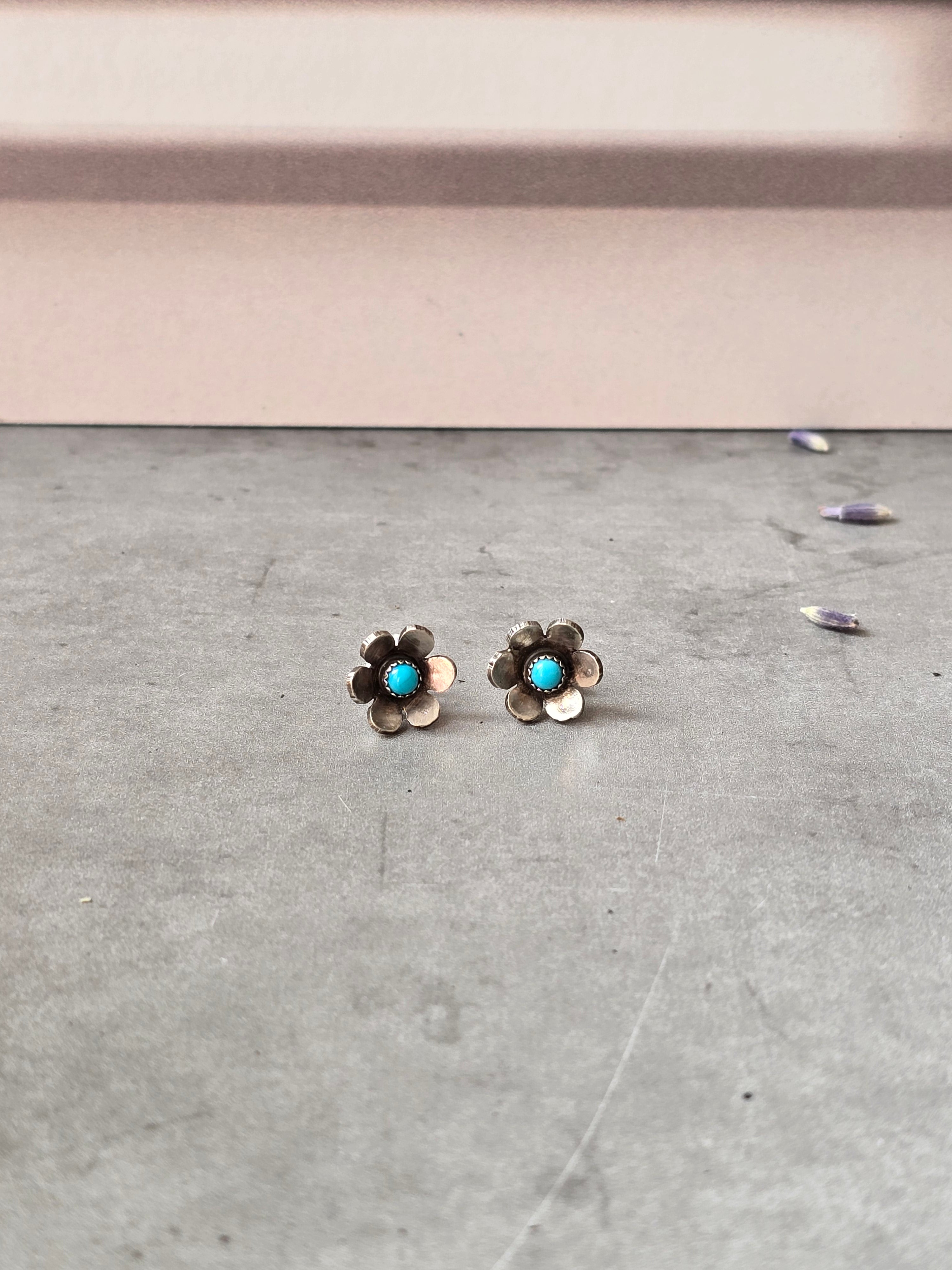 Floral Studs with Turquoise