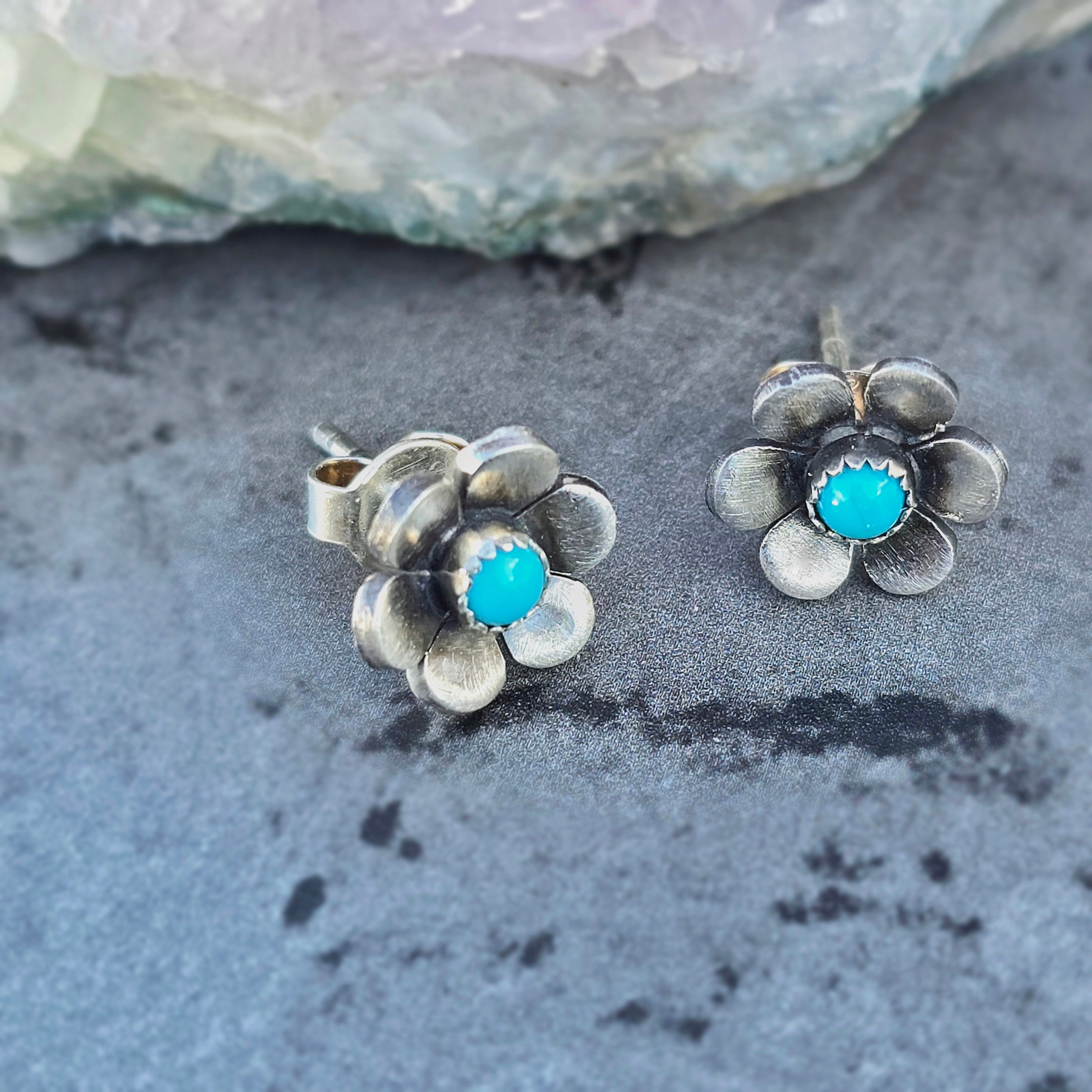 Floral Studs with Turquoise
