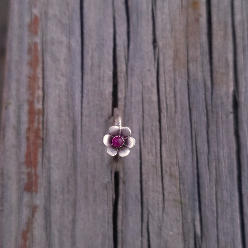 Gemstone Flower Ring with Ruby