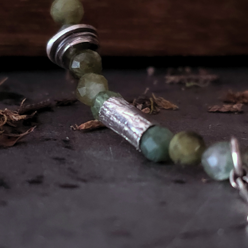 Green Tourmaline Beaded Necklace | Sterling Silver