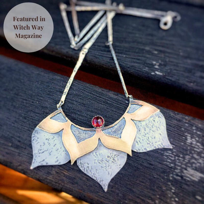 Lotus Statement Necklace with Garnet