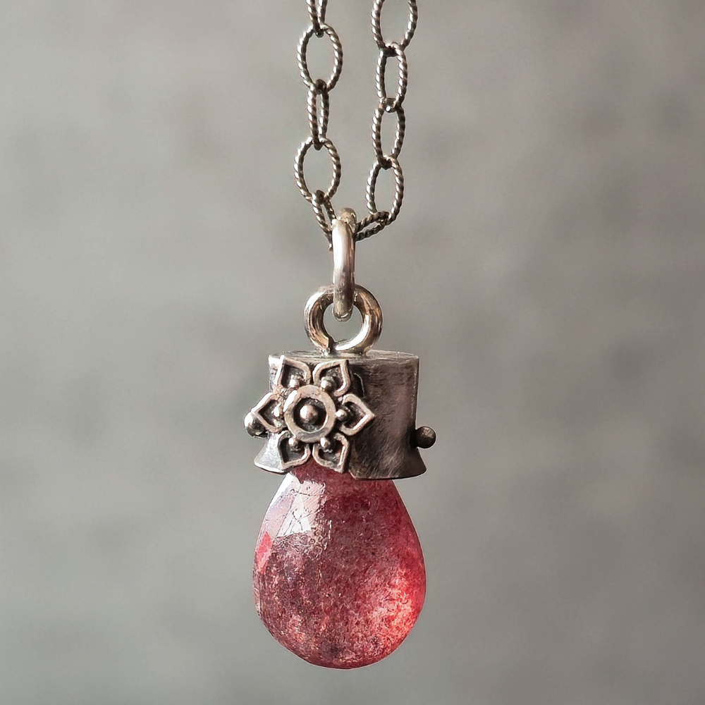 Sterling Silver Strawberry Quartz Lucidity Charm