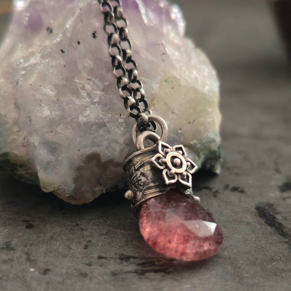 Sterling Silver Strawberry Quartz Lucidity Charm