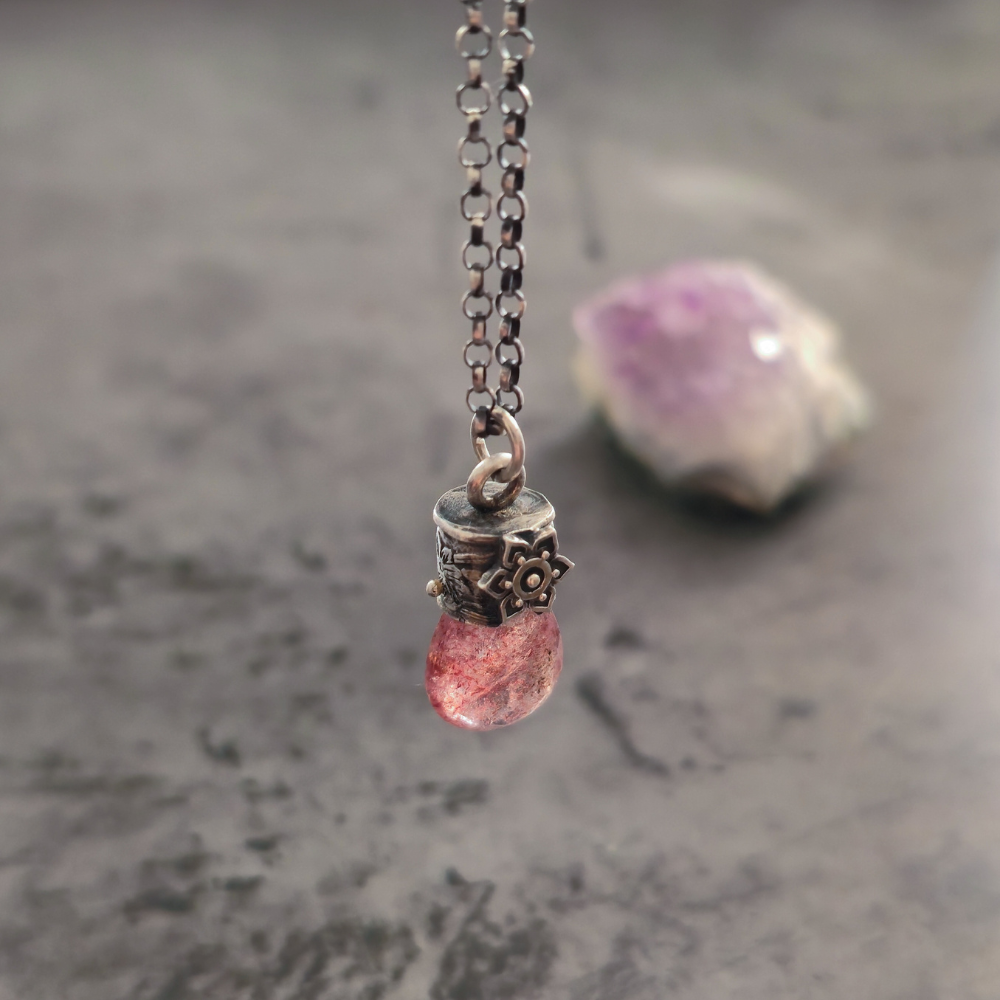 Sterling Silver Strawberry Quartz Lucidity Charm