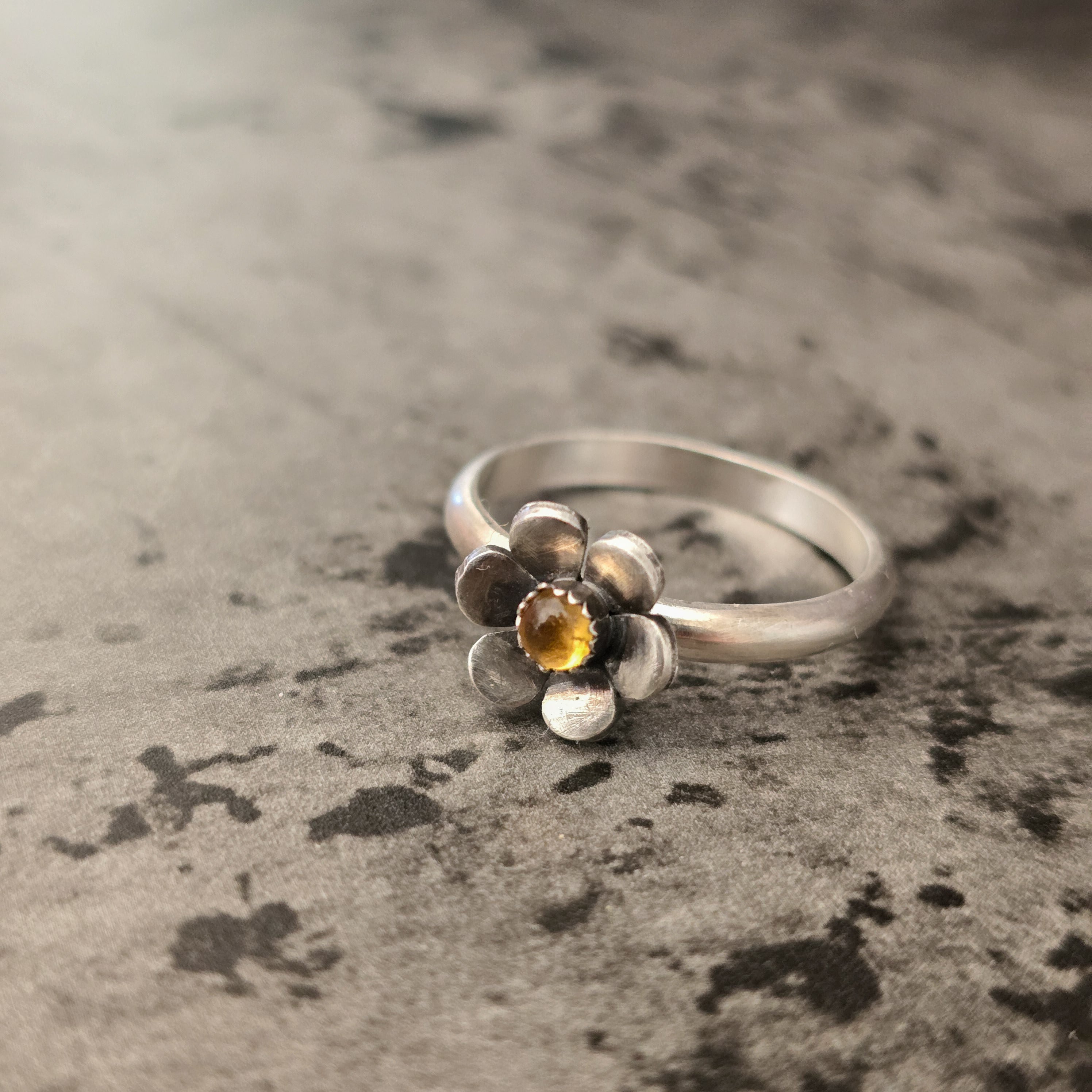 Gemstone Flower Ring with Citrine