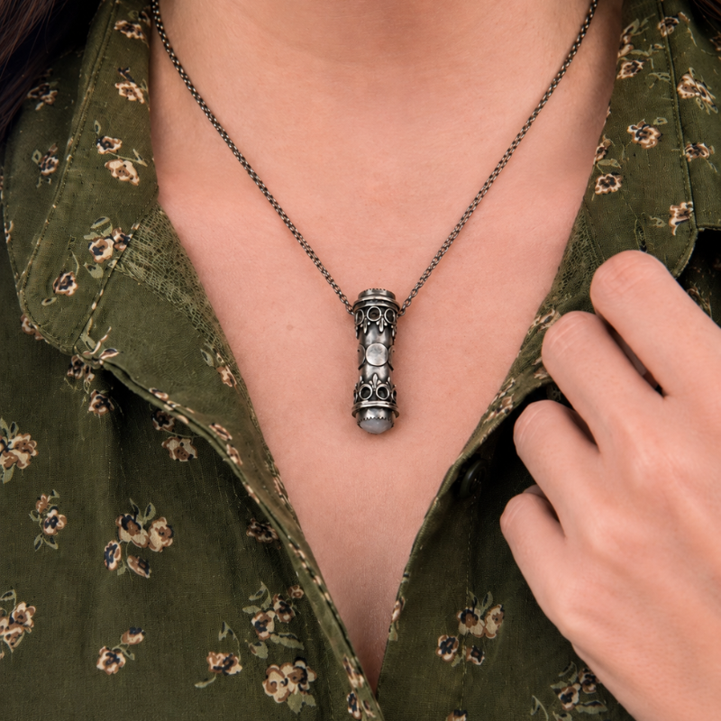 Sterling Silver Moon Relic Necklace