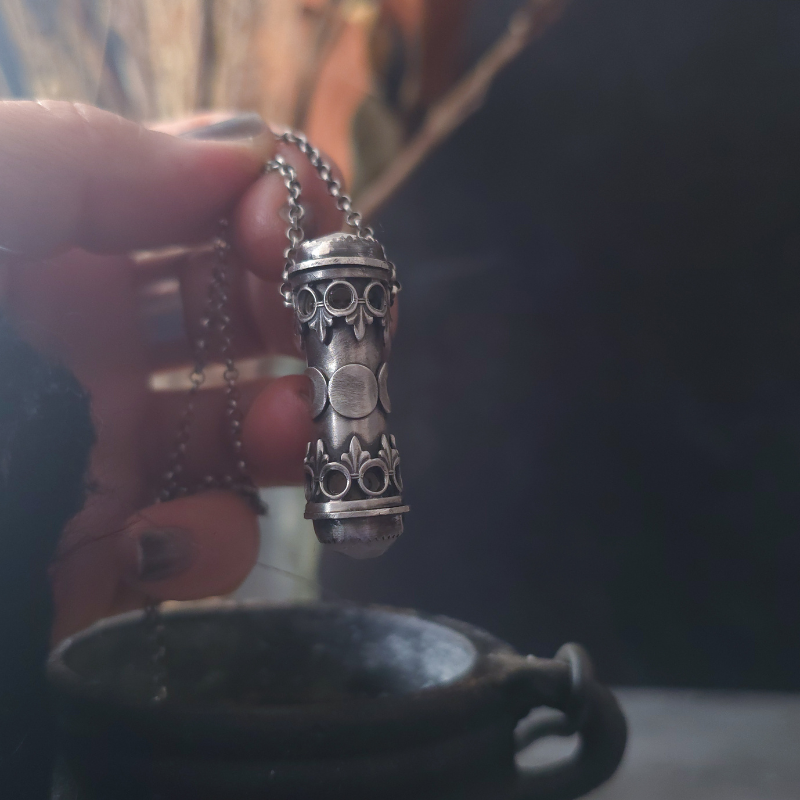 Sterling Silver Moon Relic Necklace