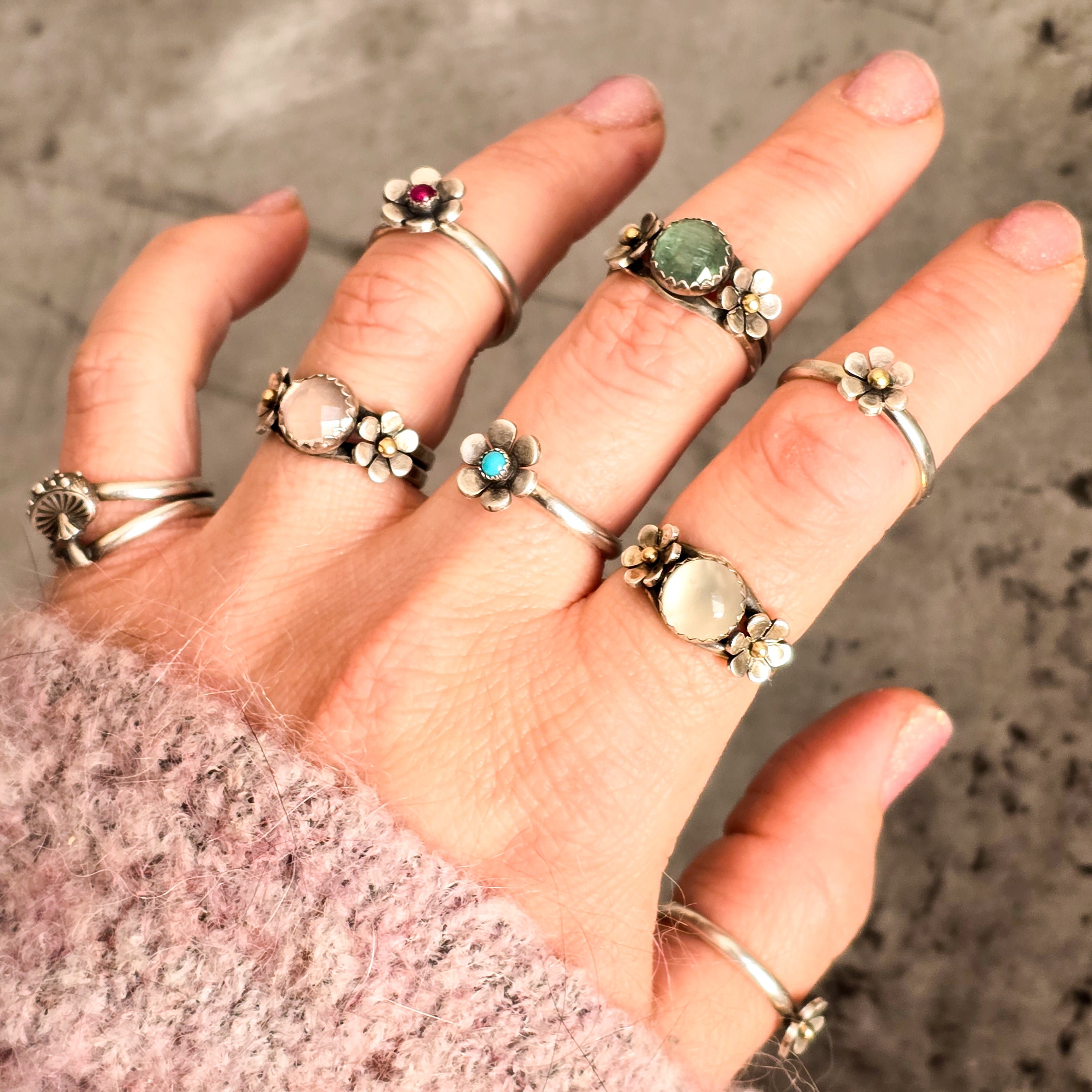 Floral Ring with Moonstone