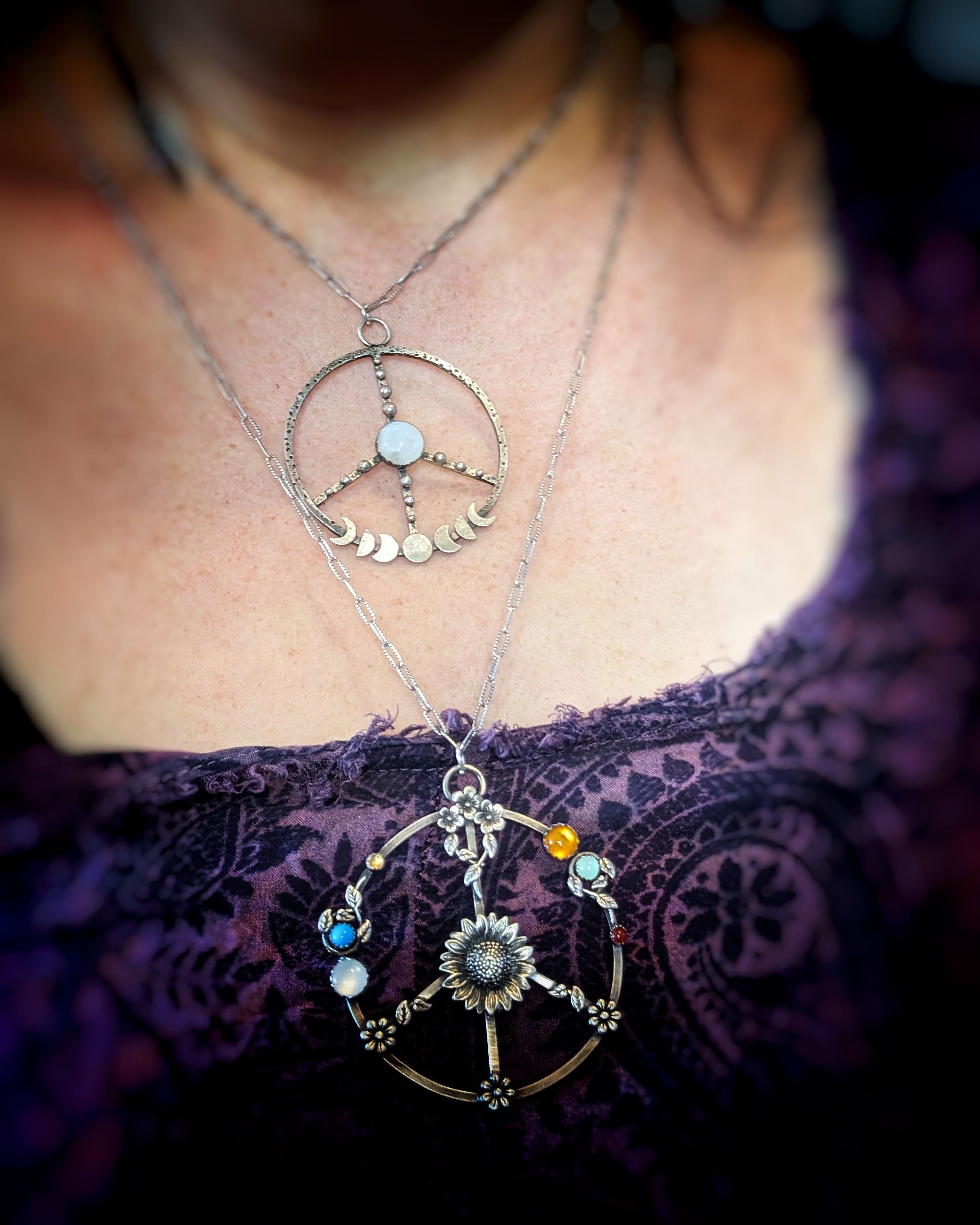 Moon Phases Peace Necklace
