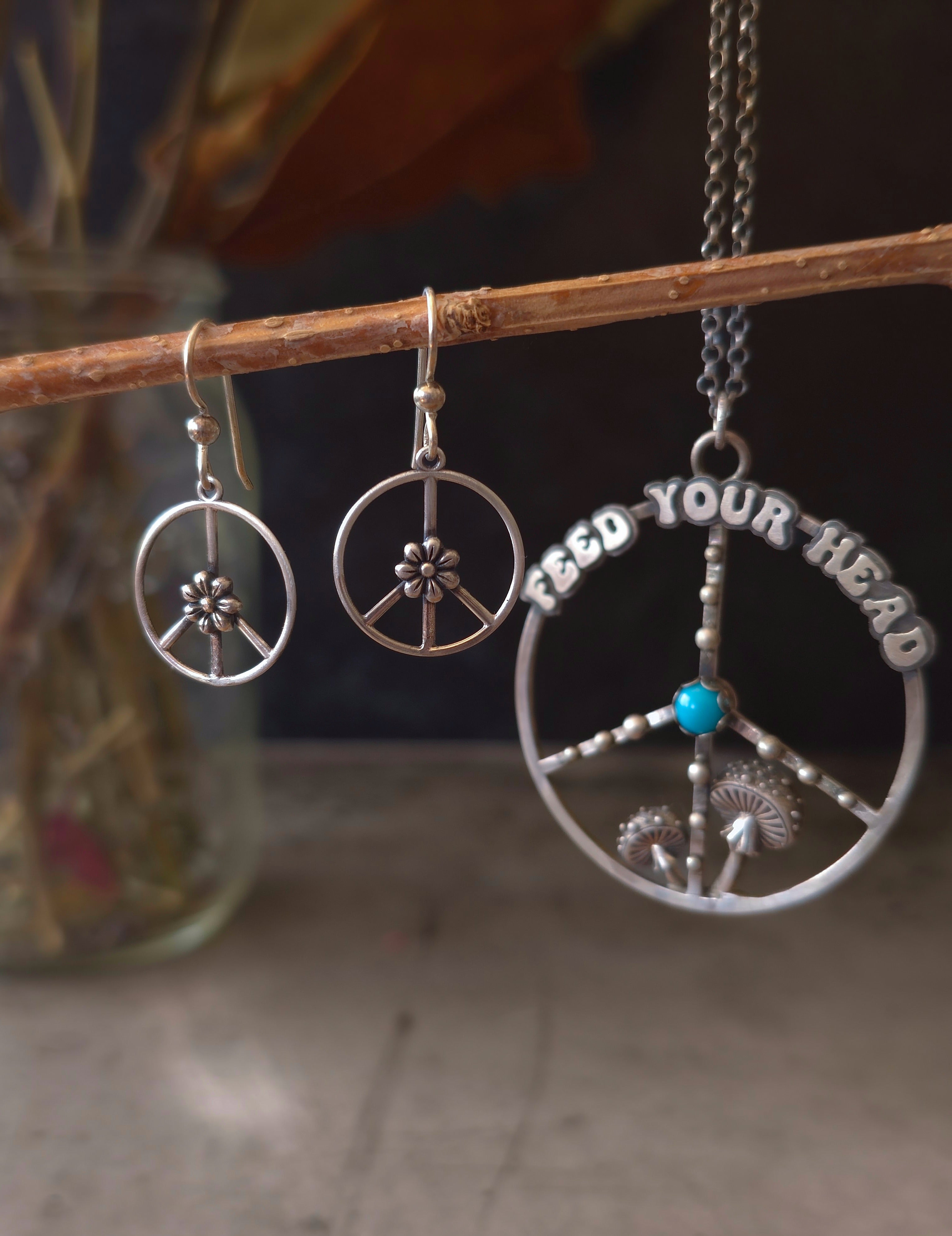 Retro Style Peace Sign Earrings