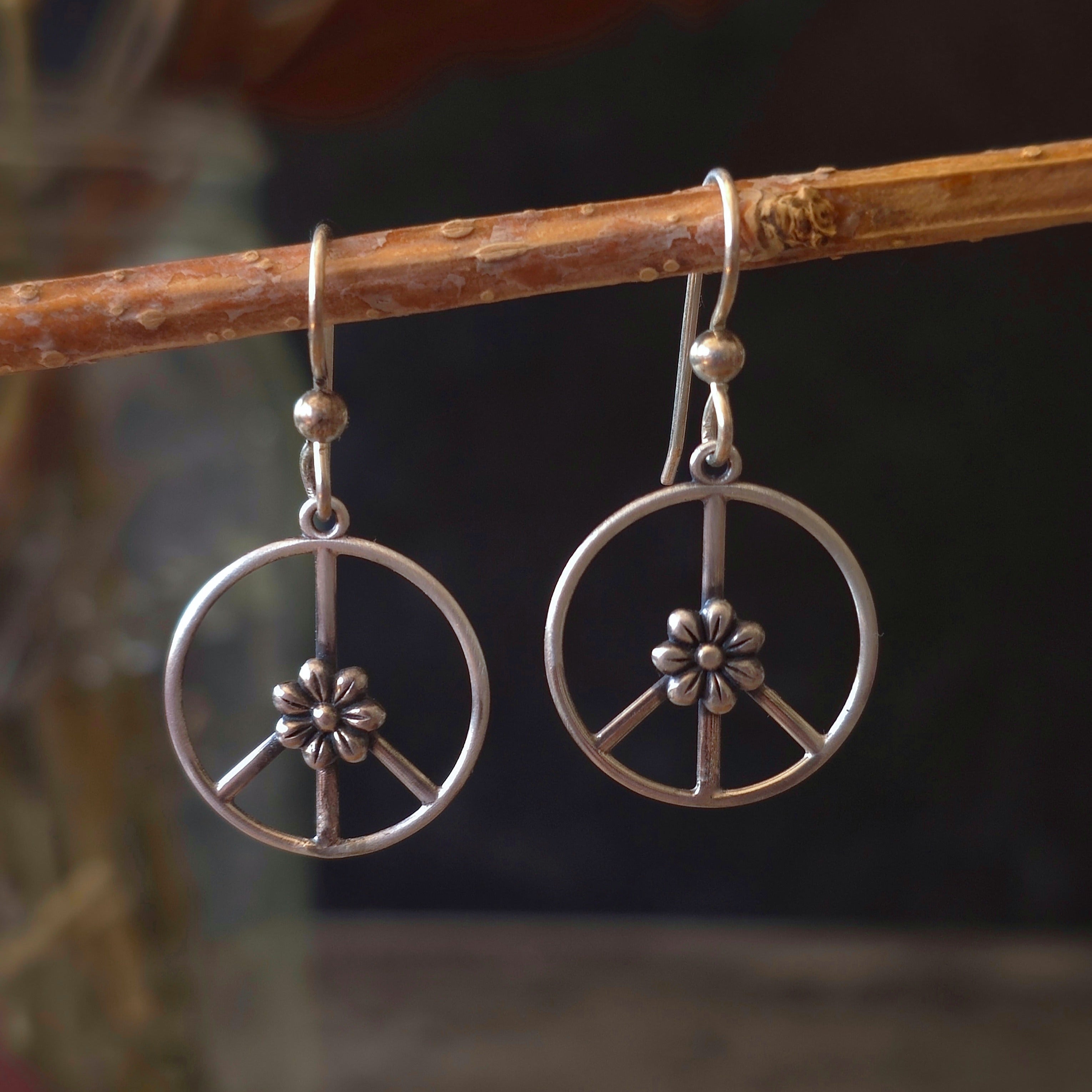 Retro Style Peace Sign Earrings