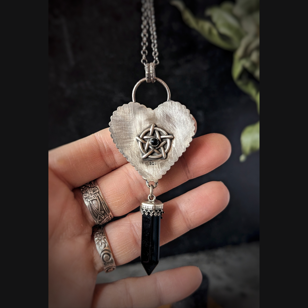 Petrified Palm Root Agate Heart Necklace