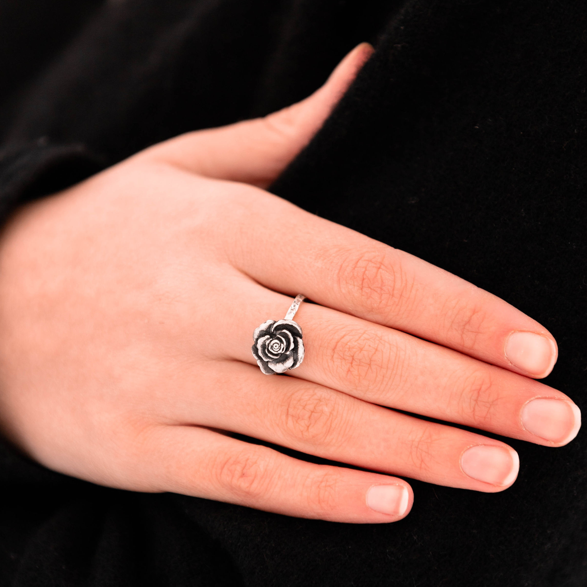 Sterling Silver Rose Ring