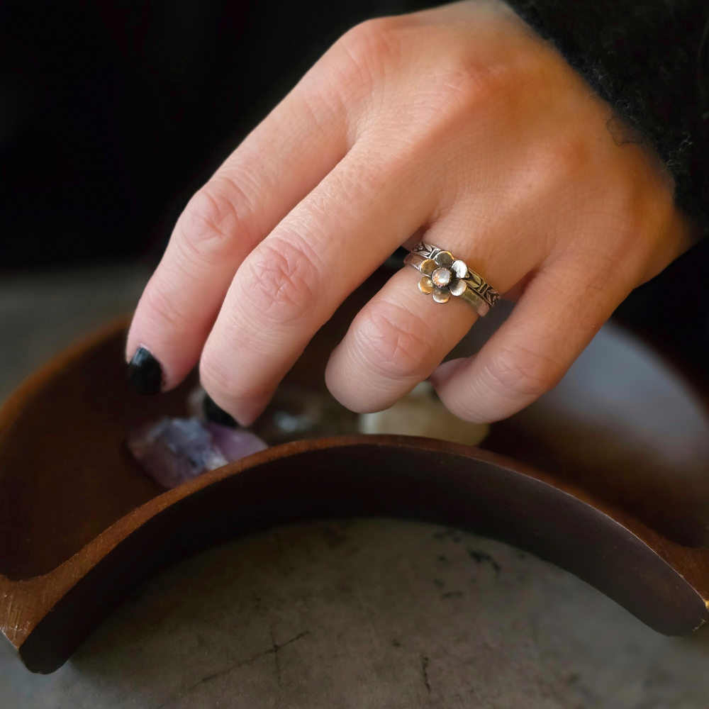 Gemstone Flower Ring | Handmade Sterling Silver