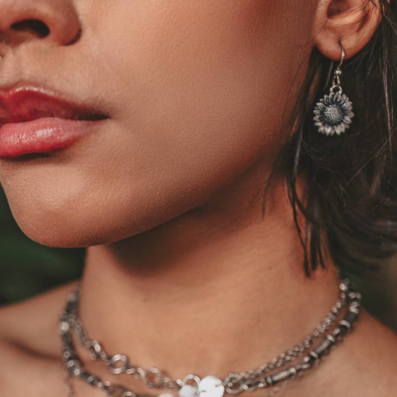 Sterling Silver Sunflower Earrings