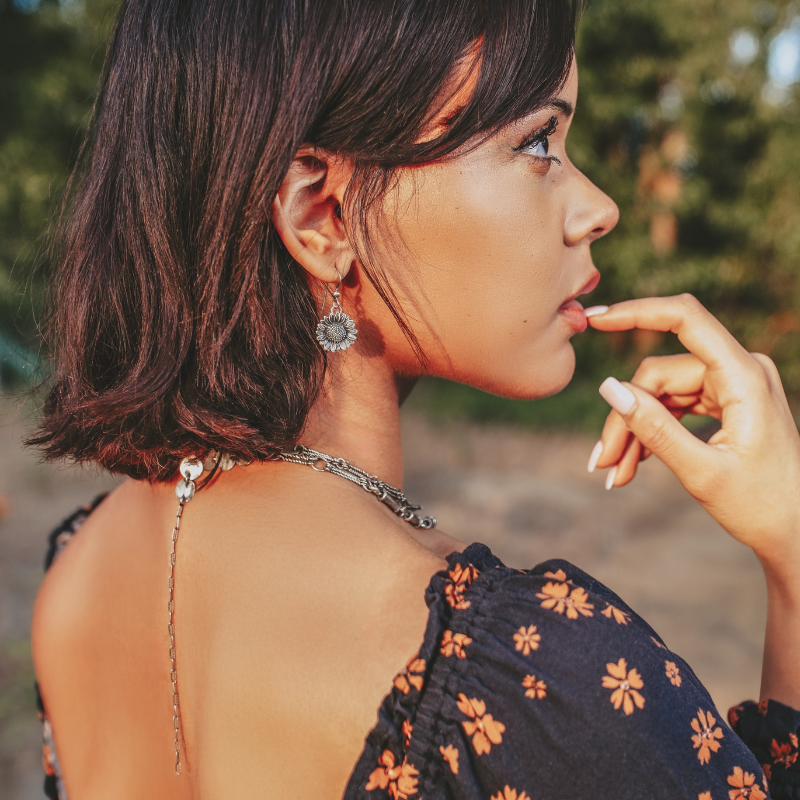 Sterling Silver Sunflower Earrings