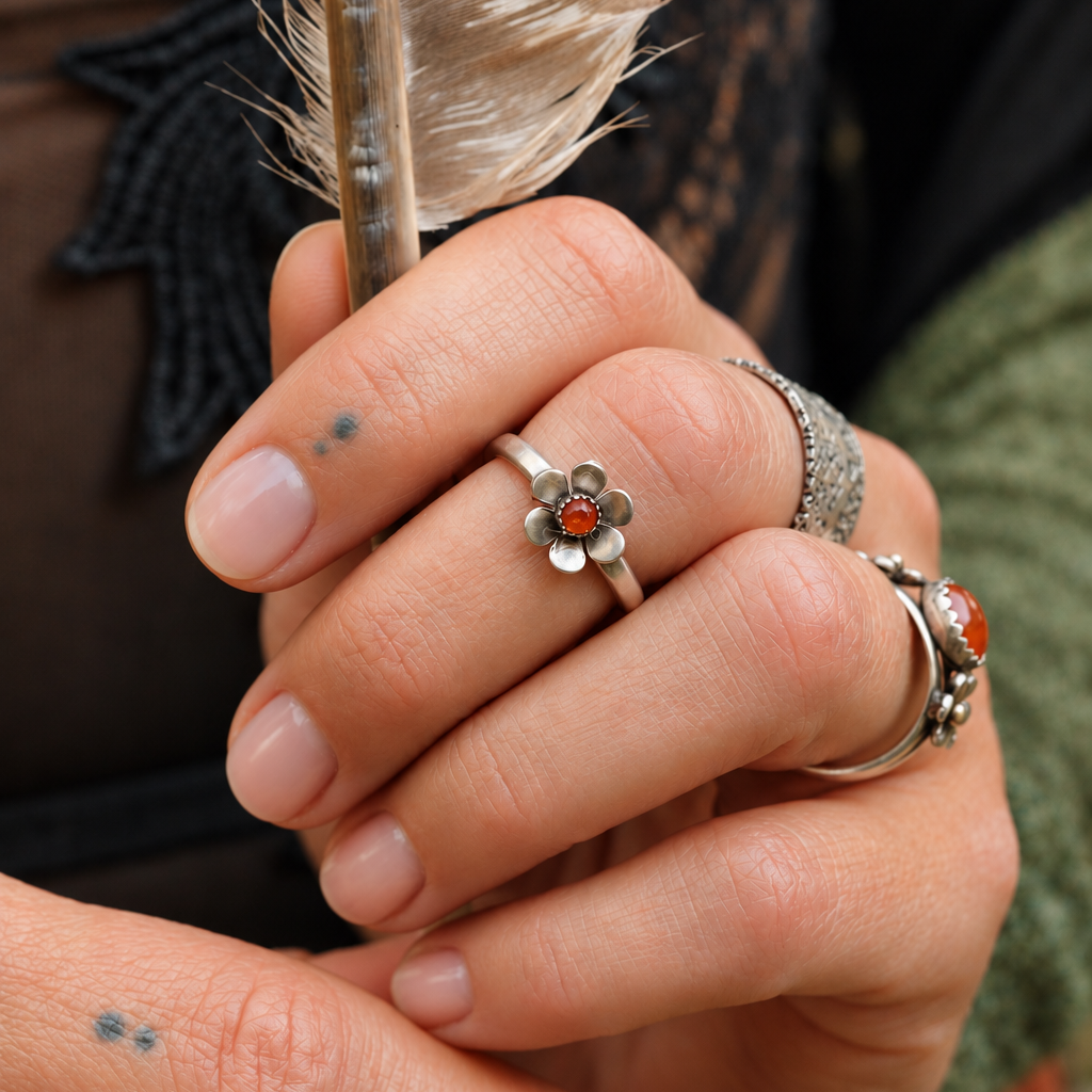 Gemstone Flower Ring | Handmade Sterling Silver