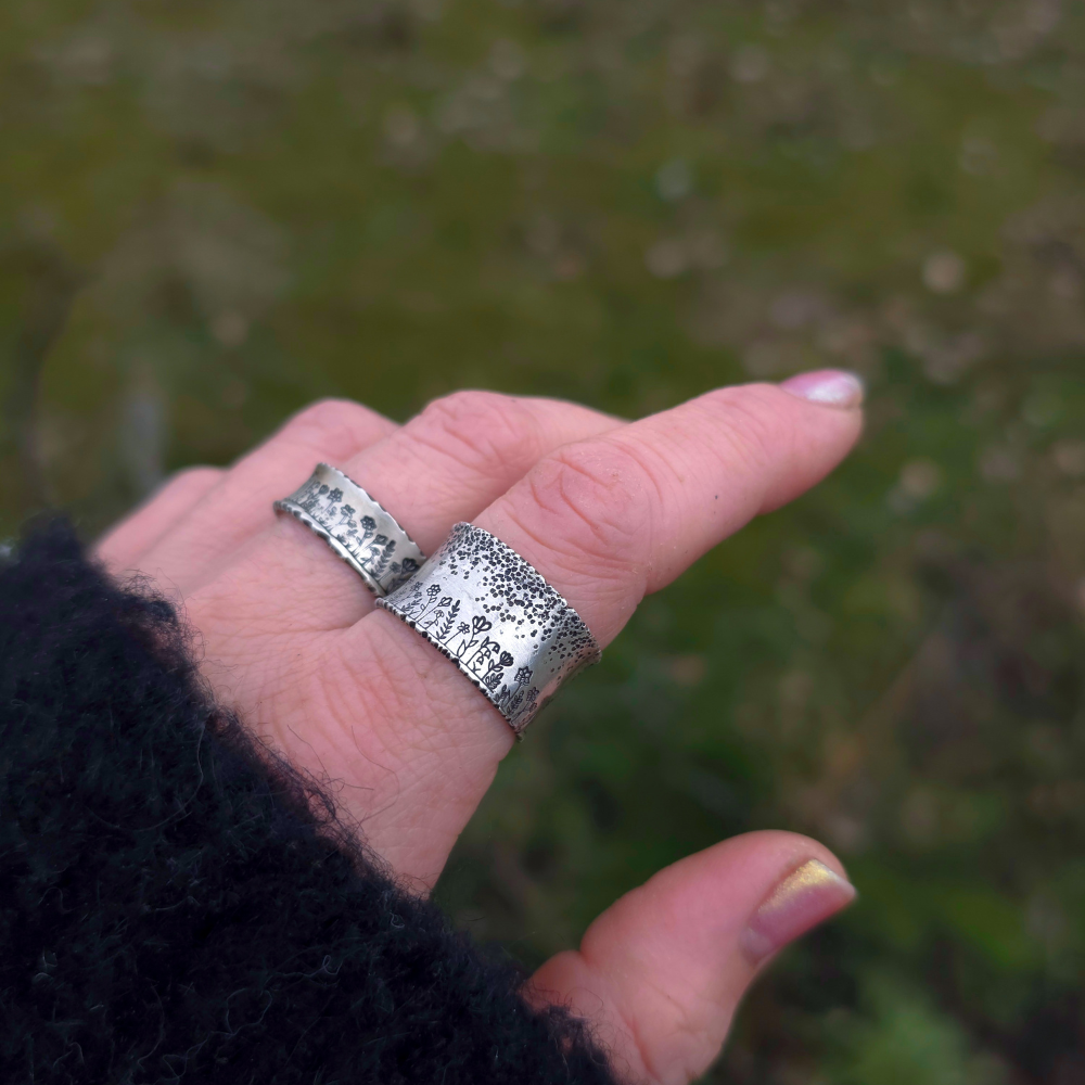 Sterling Silver Wildflower Band Ring