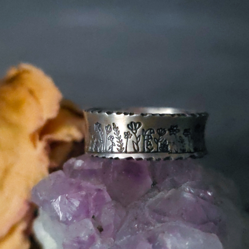 Sterling Silver Wildflower Band Ring
