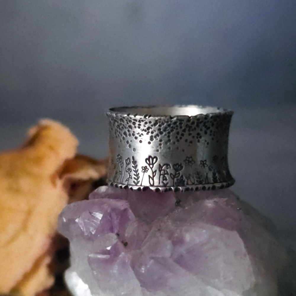 Sterling Silver Wildflower Band Ring