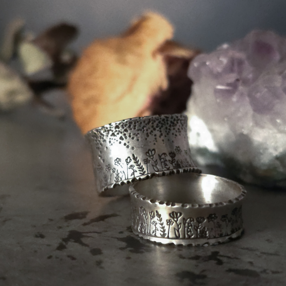 Sterling Silver Wildflowers Bands