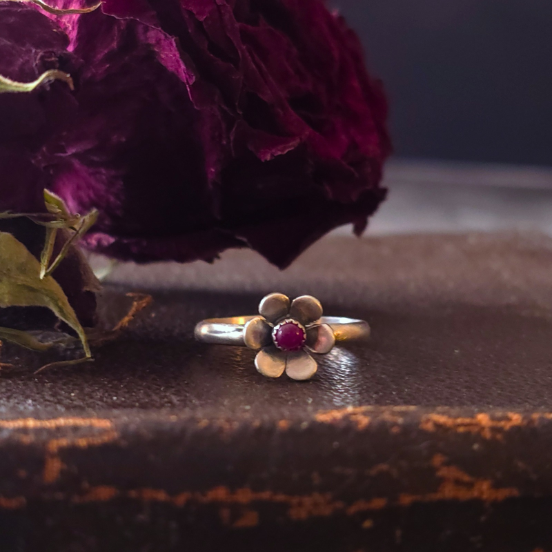 Gemstone Flower Ring | Handmade Sterling Silver