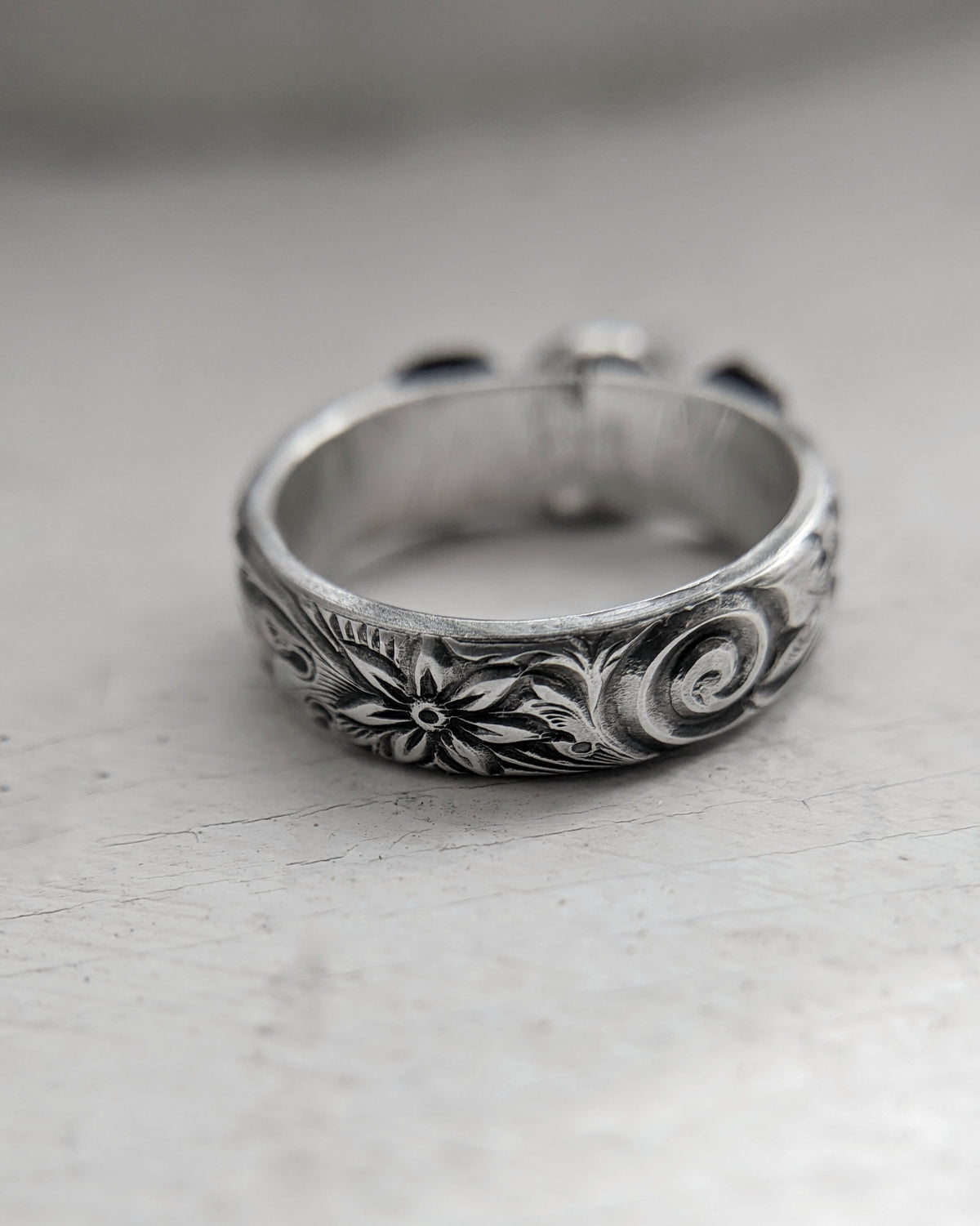 Sterling Silver Triple Moon Goddess Ring