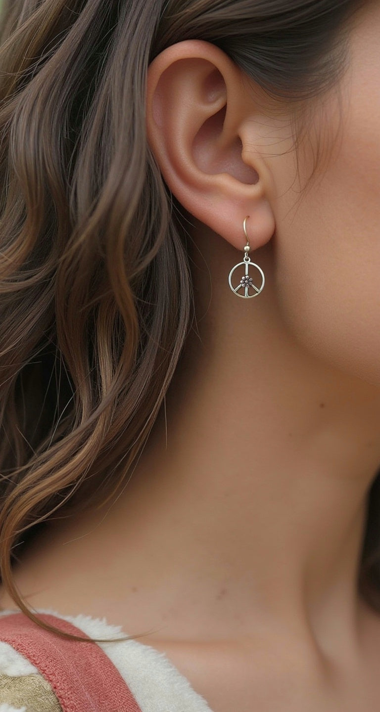 Retro Style Peace Sign Earrings