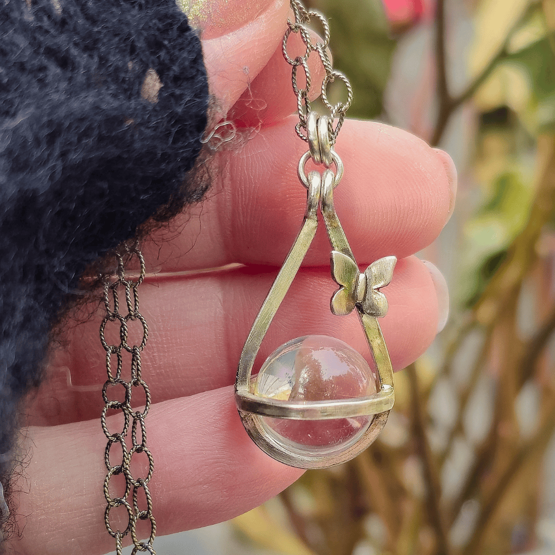 Sterling Silver Crystal Sphere Pendant Necklaces