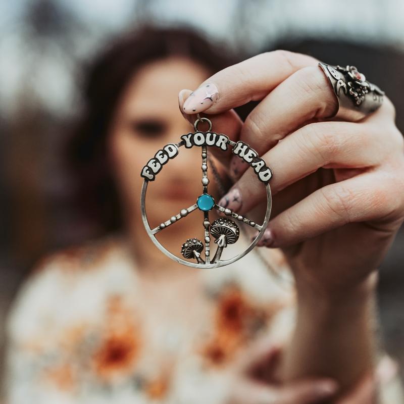 Bull Skull Boho Necklace with flowers and turquoise