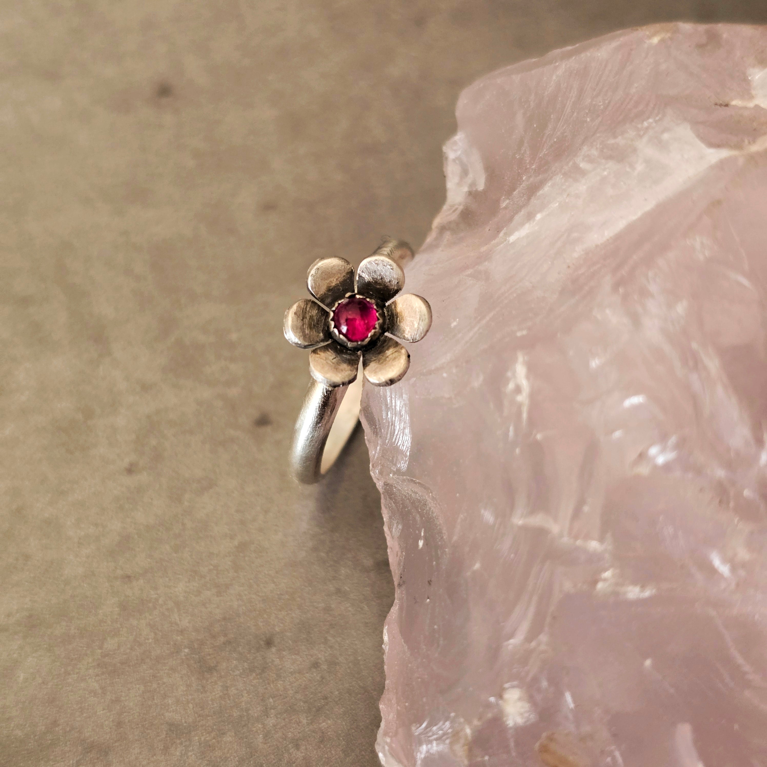 Floral Ring with Pink Tourmaline