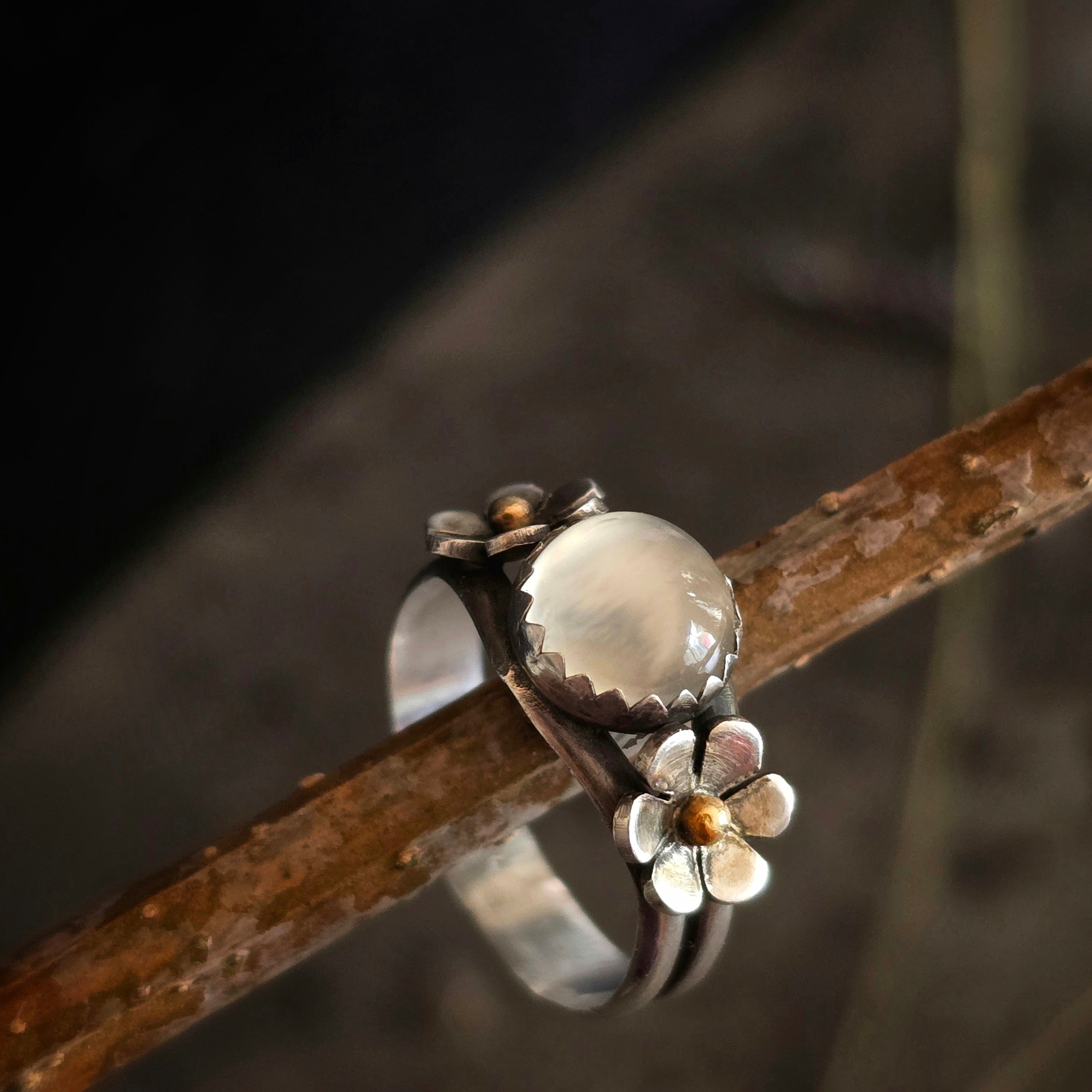 Floral Ring with Moonstone