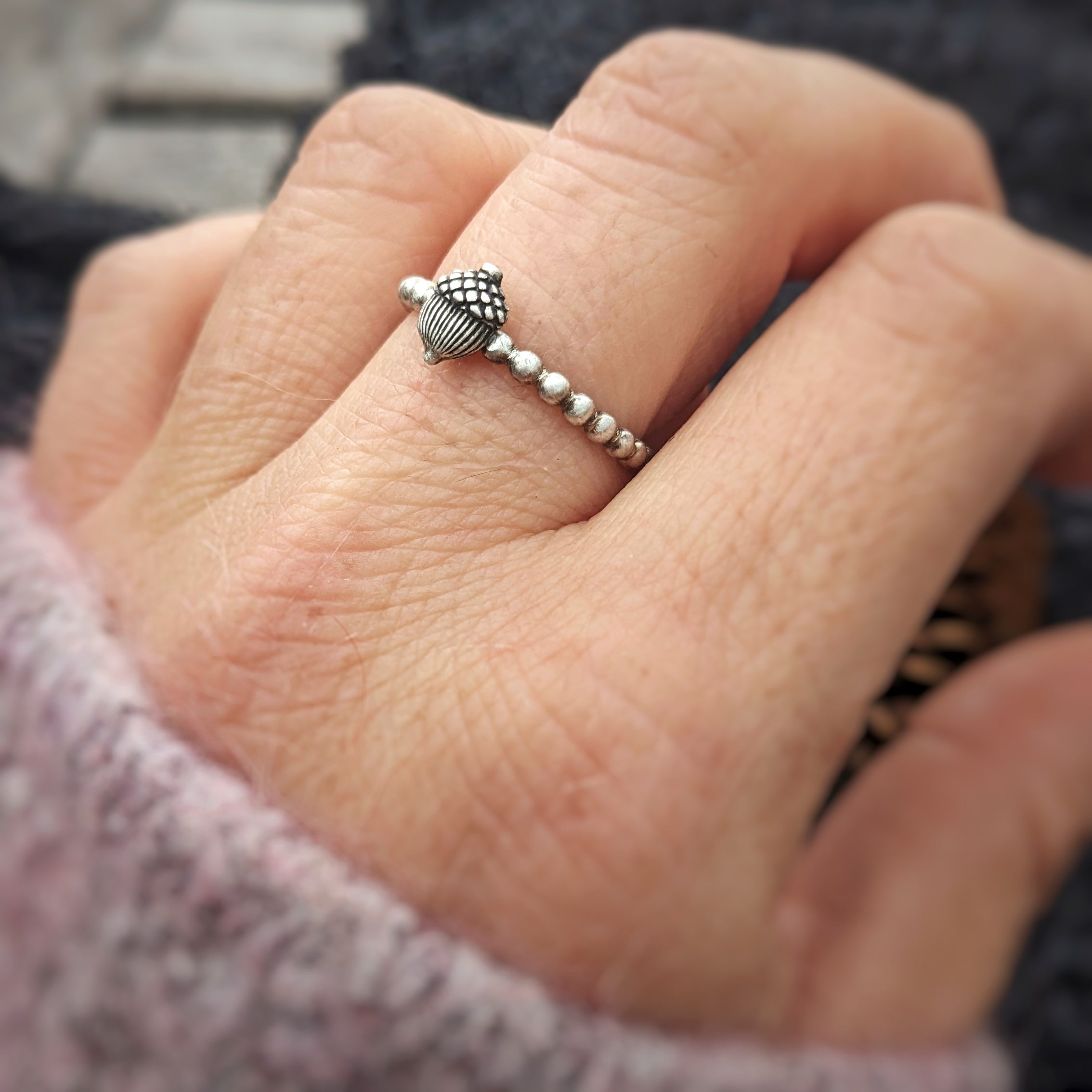 Sterling Silver Acorn Ring