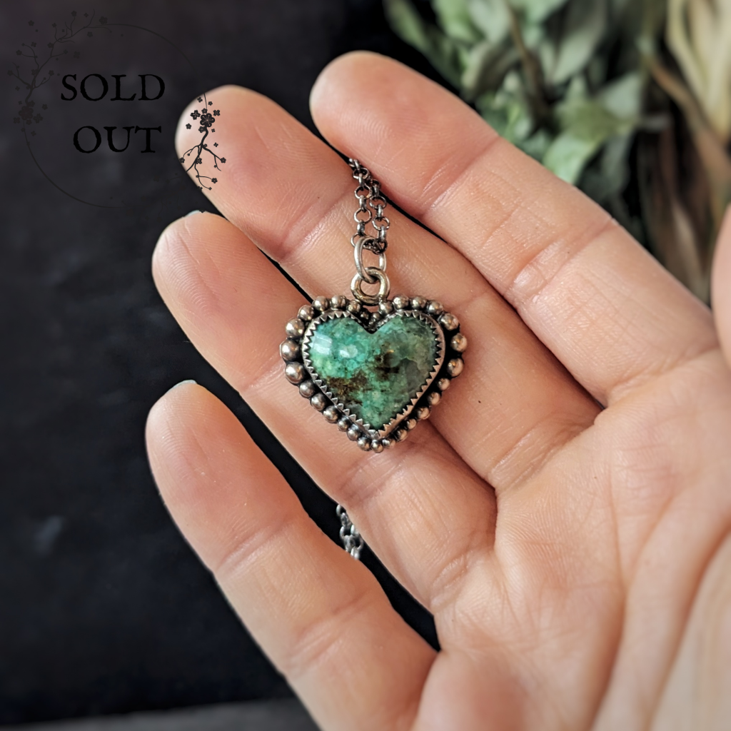 Chrysocolla Mini Heart Pendant Necklaces