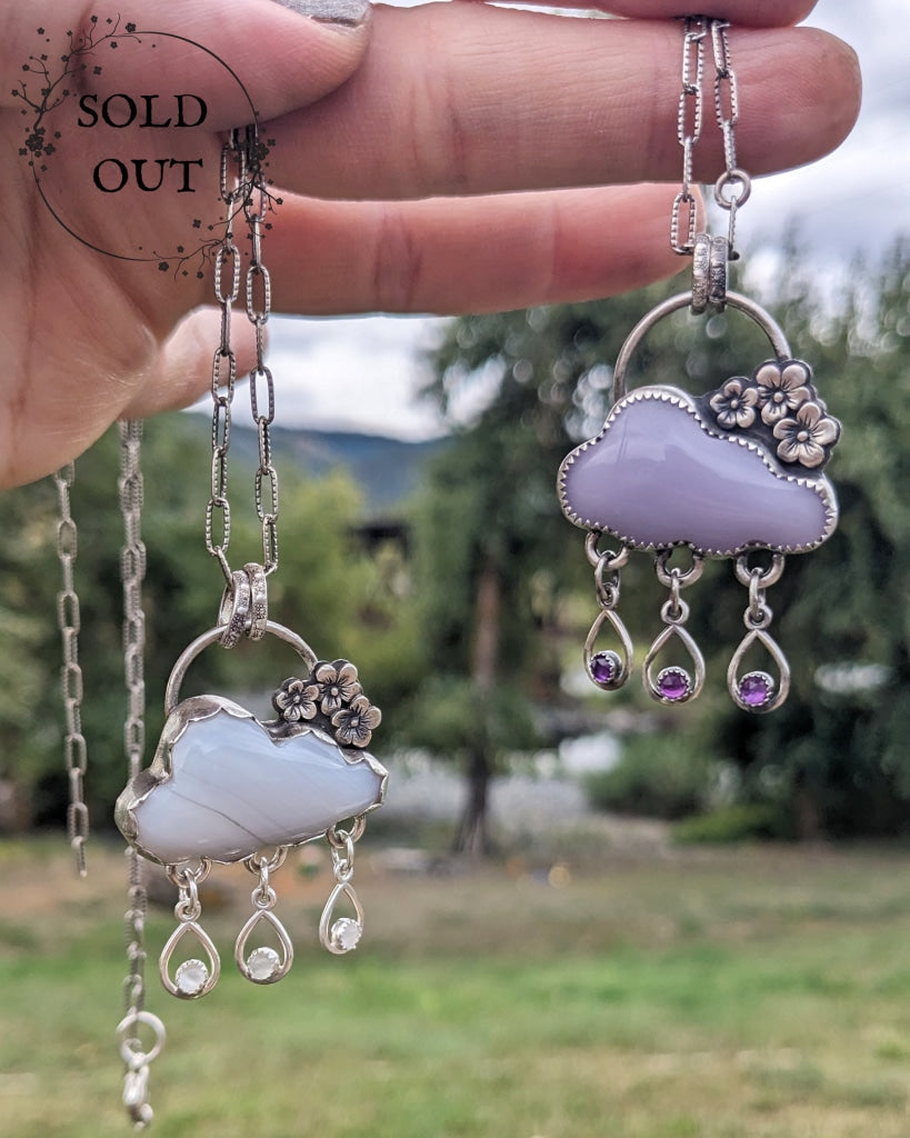 Whimsical Cloud Necklace With Agate And Moonstones