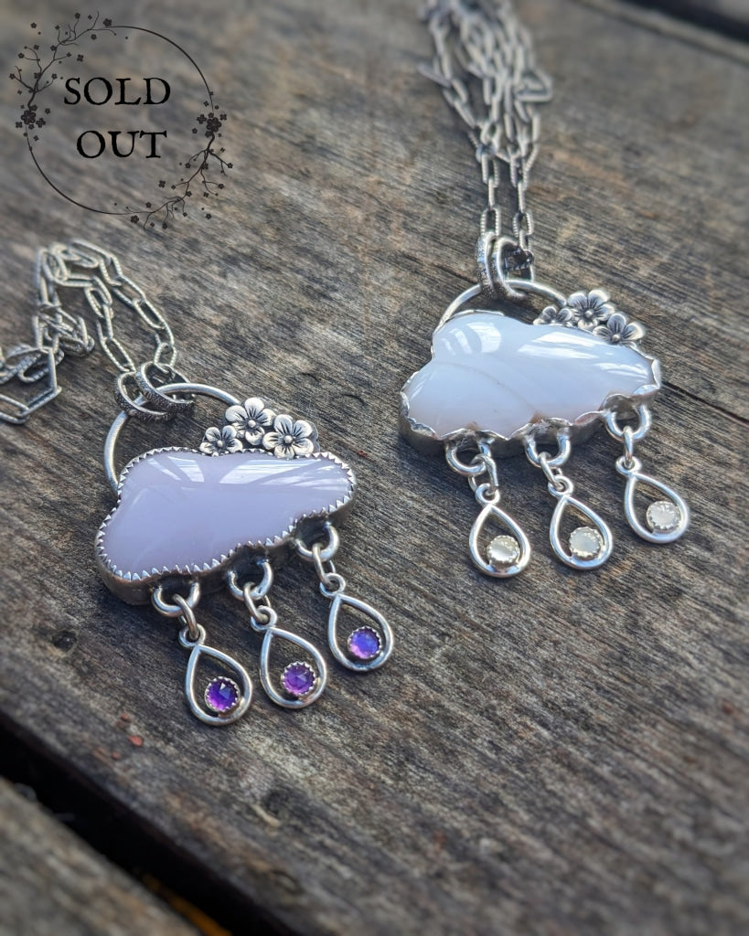 Whimsical Cloud Necklace With Agate And Moonstones