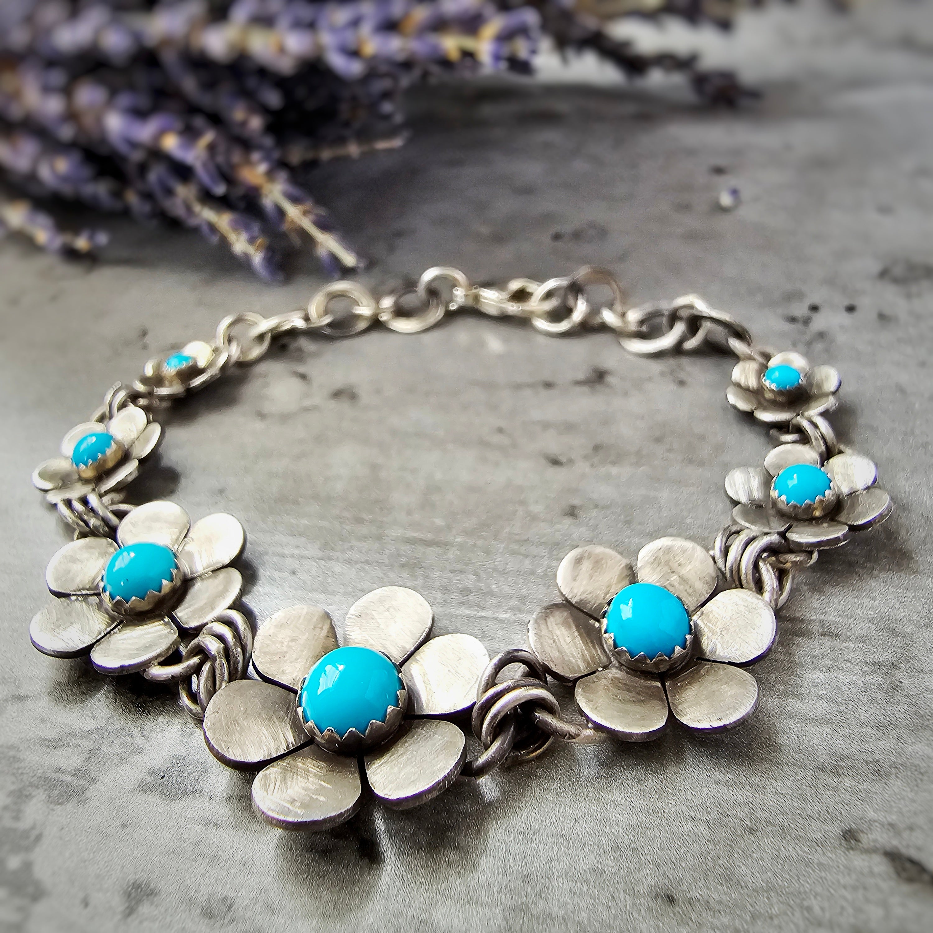 Floral Bracelet with Turquoise