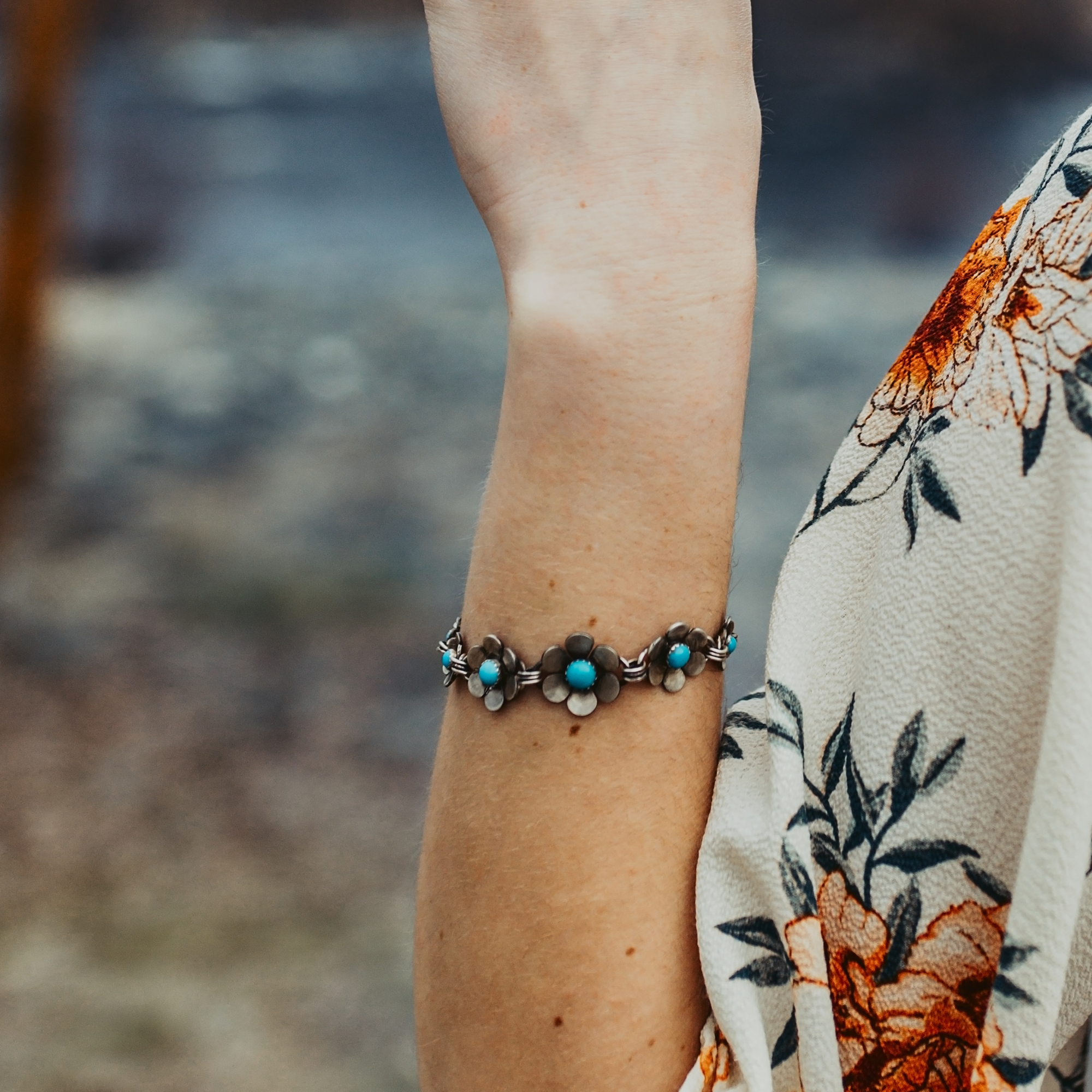 Floral Bracelet with Turquoise