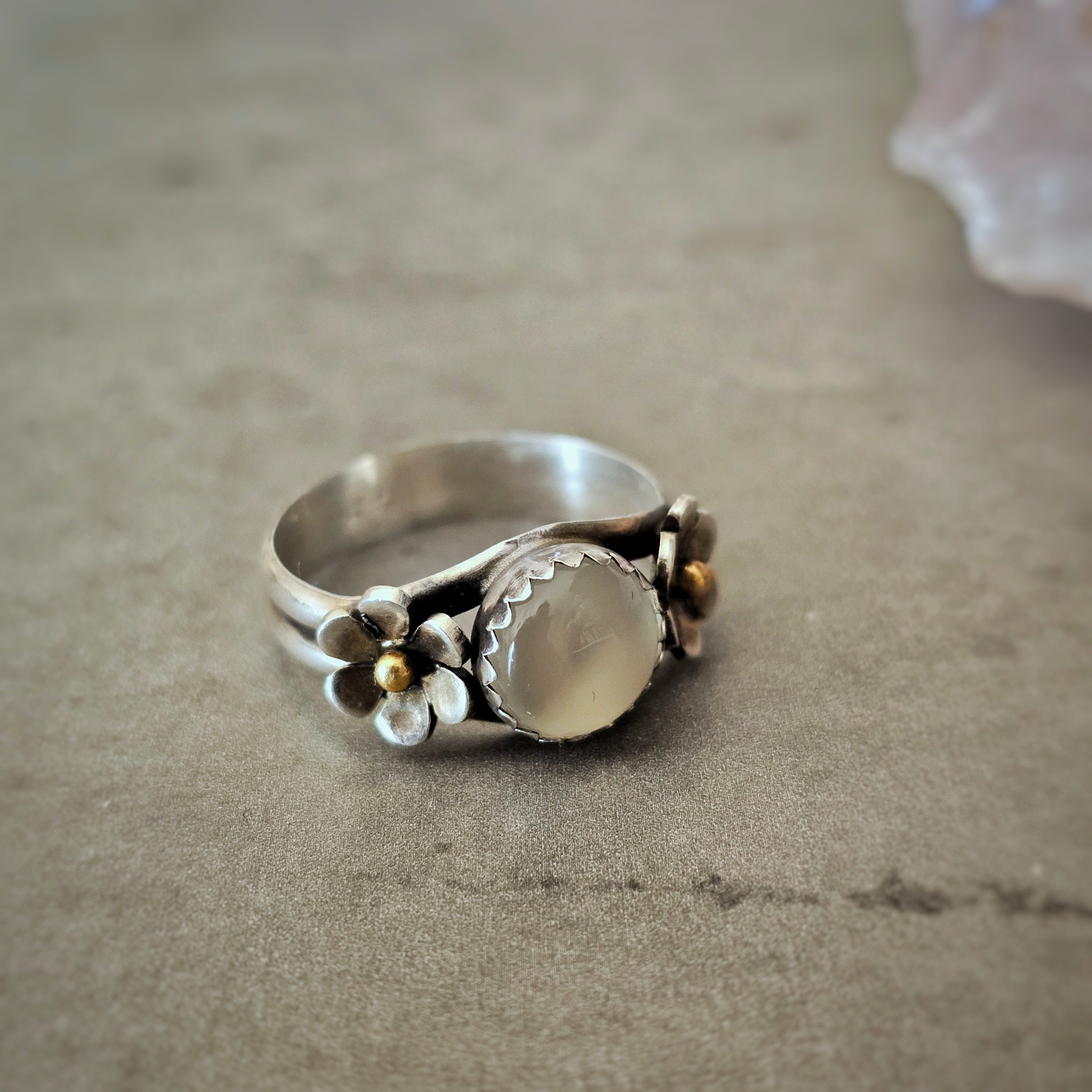 Floral Ring with Moonstone