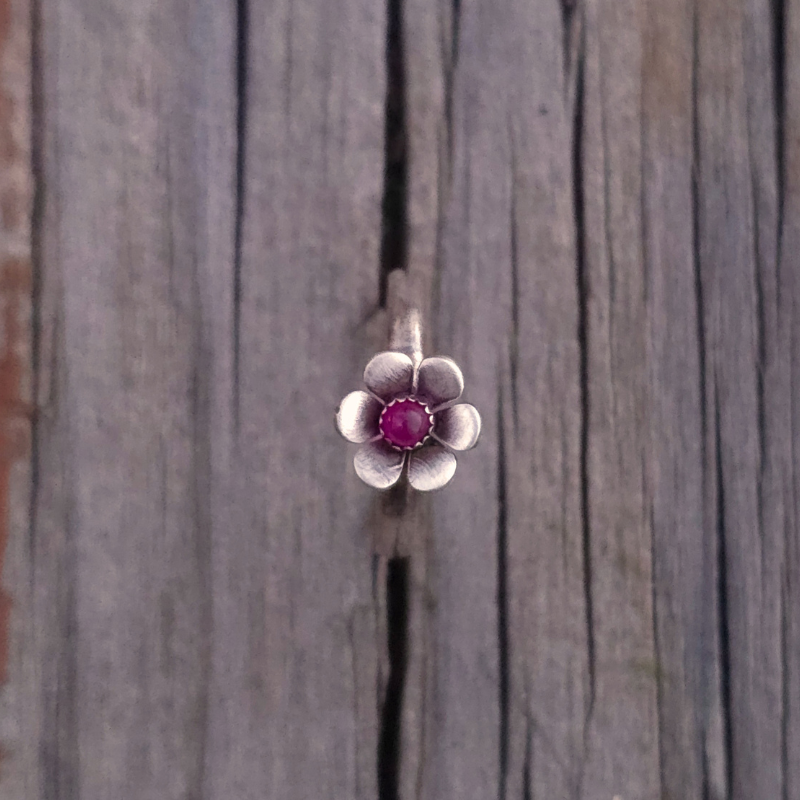 Gemstone Flower Ring with Ruby