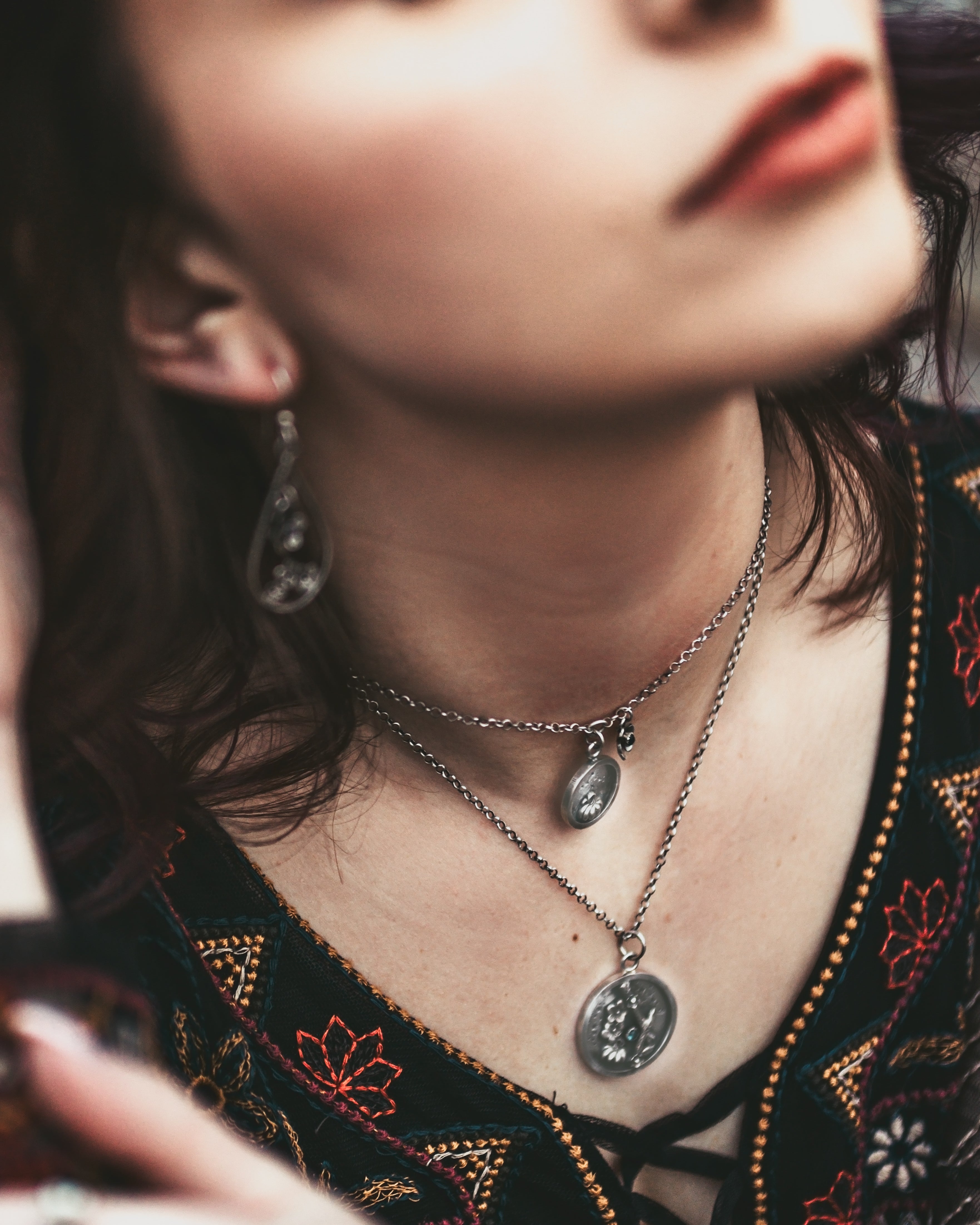 Pumpkin and Branch Pendant with Blue Topaz