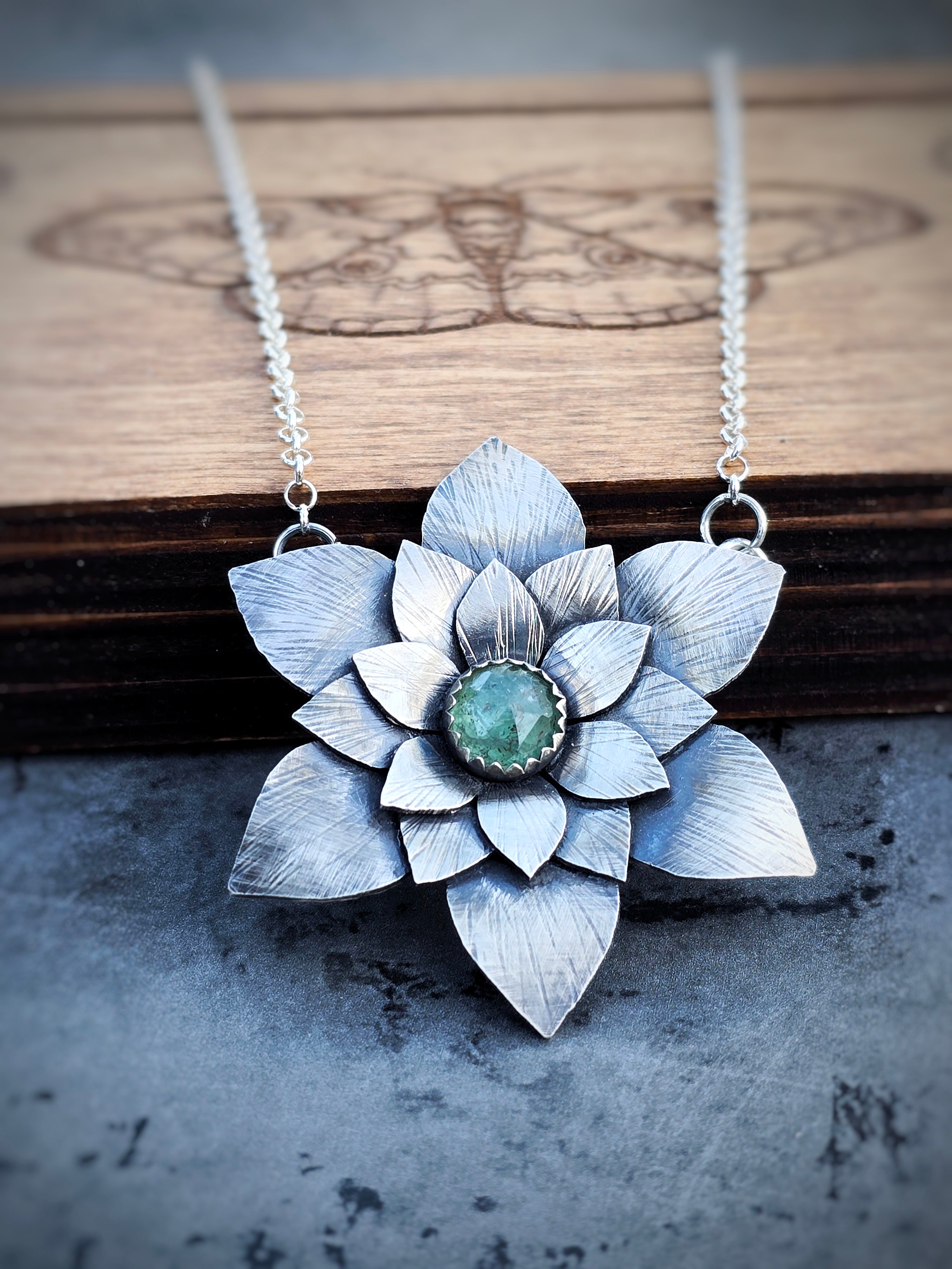 Lotus Necklace with Mint Kyanite